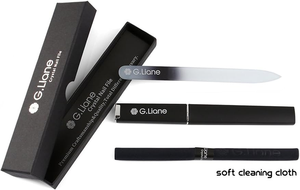 Crystal Glass Nail File Professional Double Sided Etched Crystal Nail File Set for Nail Art & Nail Care Alternative to Metal Nail Files Emery Boards & Buffer (Rainbow Black). - Clear image number 5