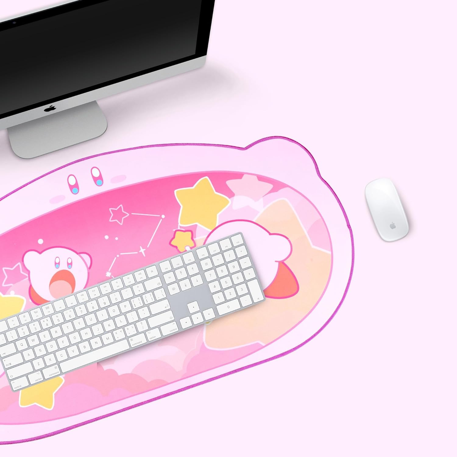 YOCORE Kirby Mouse Pad Large Cute Gaming Mouse Pad,Non-Slip Base Long Office Desk Mat,Durable Large Extended Keyboard Mouse Pad with Stitched Edges for Girl Gaming-Xzay image number 4