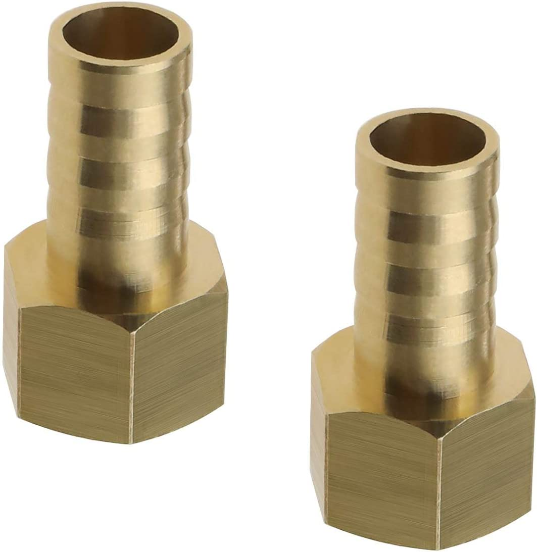 Emsea 2 Pcs 1/4 BSP Female Thread to 10Mm Hose Barbed Fitting Connectors Pipe Joint Adapter Couplers for Fuel Air Gas Water Oil