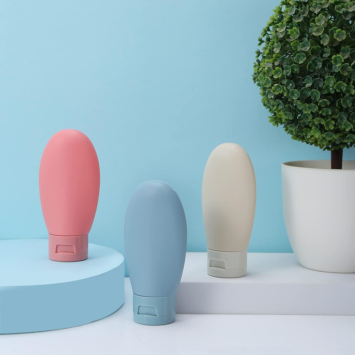 3 Pcs Travel Bottles Set,60Ml Travel Bottles & Containers,Small Mini Empty Plastic Squeeze Bottles for Travel Toiletries,Shampoo and Conditioner with Storage Bag image number 4