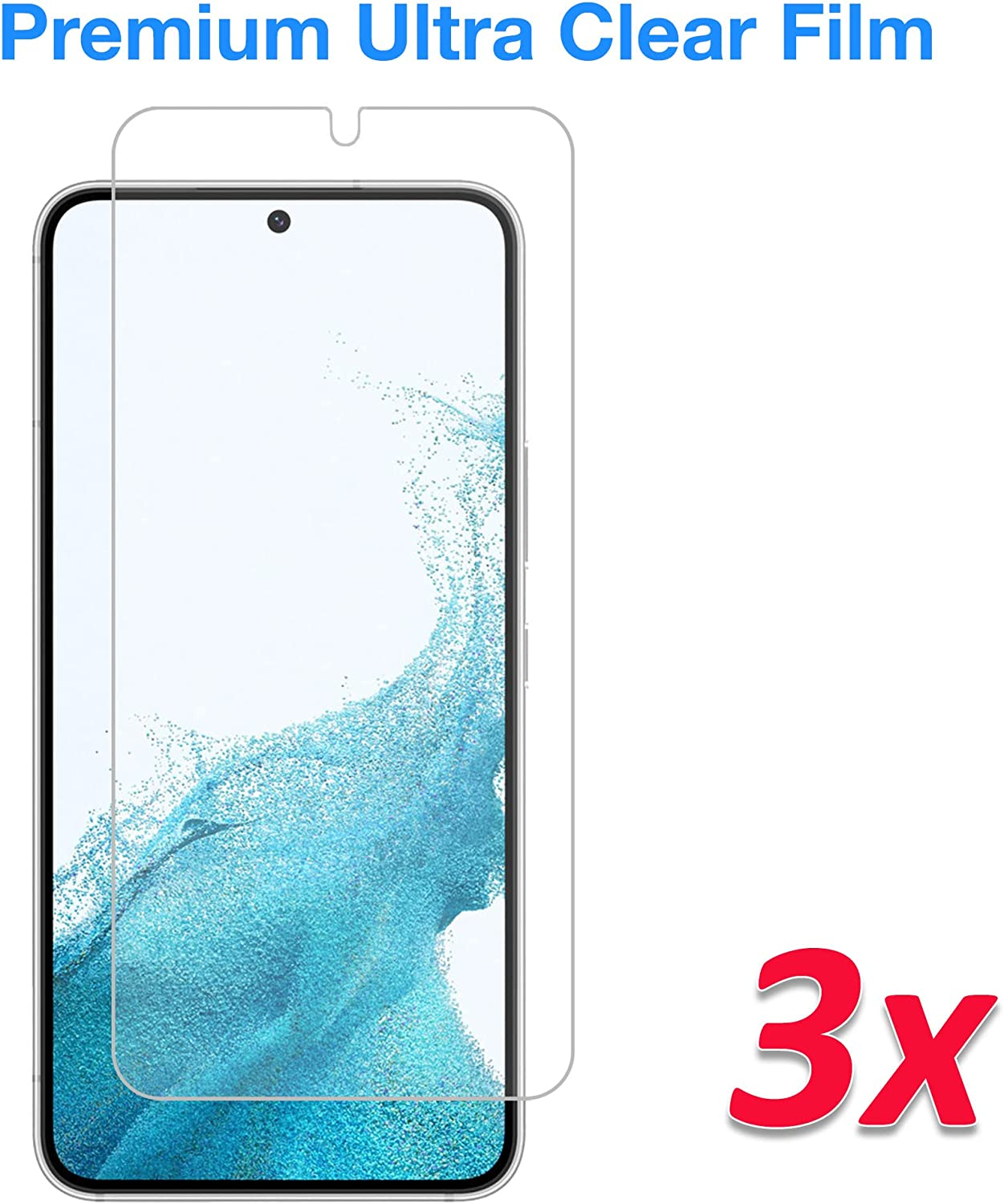 MEZON [3 Pack] Ultra Clear Screen Protector Film for Samsung Galaxy S22 5G &ndash; Case Friendly, Shock Absorption (S22, Clear) - Ultra Clear image number 4