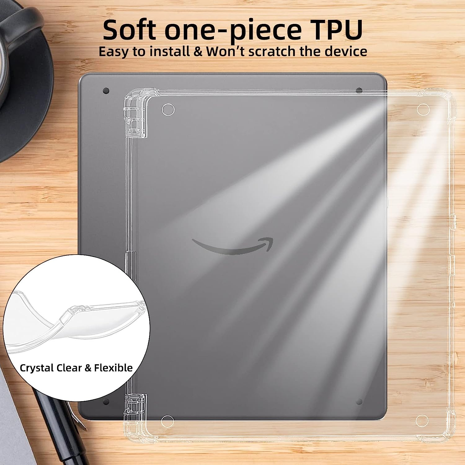 WALNEW Clear Case for 10.2 Inch Kindle Scribe 2024/2022 Released with Pen Holder, Slim Soft Transparent TPU Cover with Enhanced Corners for 10.2&rdquo; Kindle Scribe(Model No. C4A6T4) image number 6