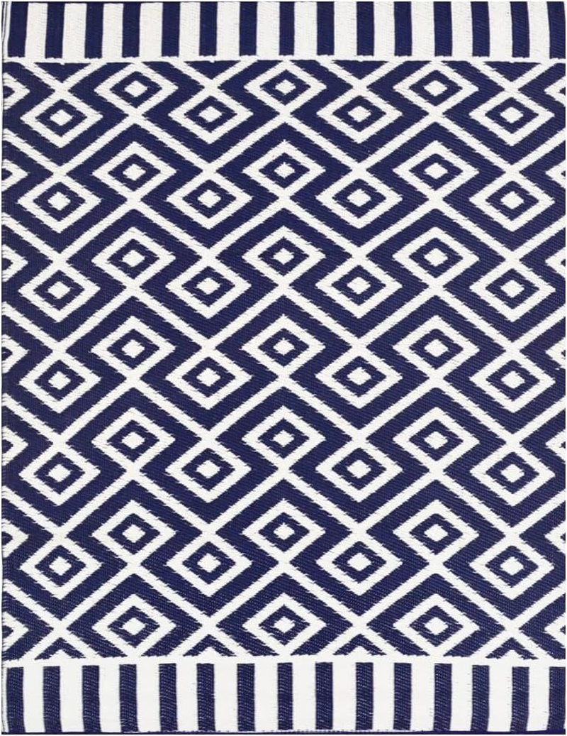 Rug Club A002 Reversible Outdoor Chatai Rug, 150 Cm X 240 Cm Size, Navy/White image number 5