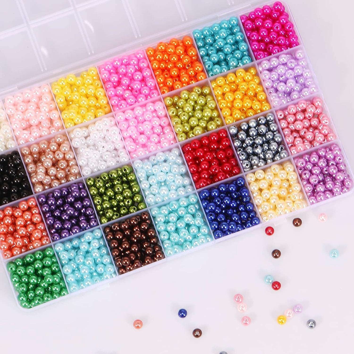 CAOLINLINGG 1960Pcs Bracelet Beads Kit with Storage Box 28 Colors Beads Making Kit DIY Craft Beads Set 6Mm Jewellery Beads Kit Bright Color Jewelry Making Kit Portable for Women Adult Teen Girls DIY L image number 3