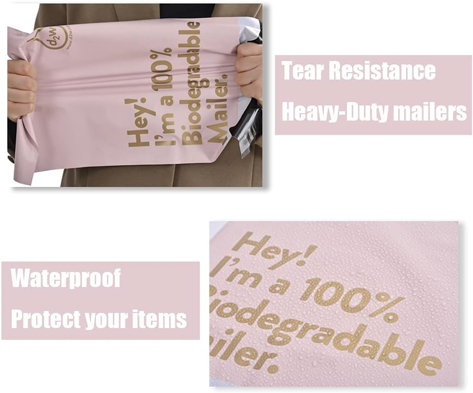 10X13 Inches 100% Biodegradable D2W Poly Mailers with Handle, 50Pcs Mint Compostable Envelopes Shipping Bags, Eco Friendly Waterproof Stretchable Self Sealing Mailing Bags image number 3
