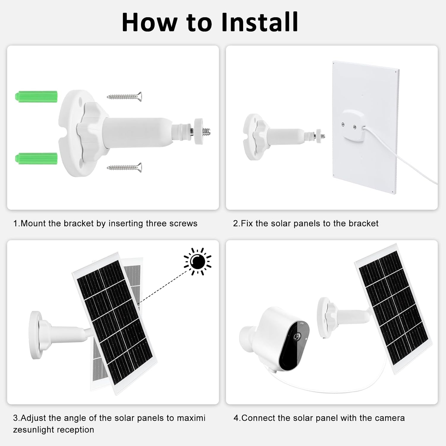 9W Solar Panel for Eufy and Ring Cameras Compatible with Eufy E,2C/2C Pro,2/2Pro,E20/E40,Solo,Solocam Spotlight Includes Micro USB & USB-C & Dc3.5Mm Ports -9.8 Ft Charging Cable image number 1