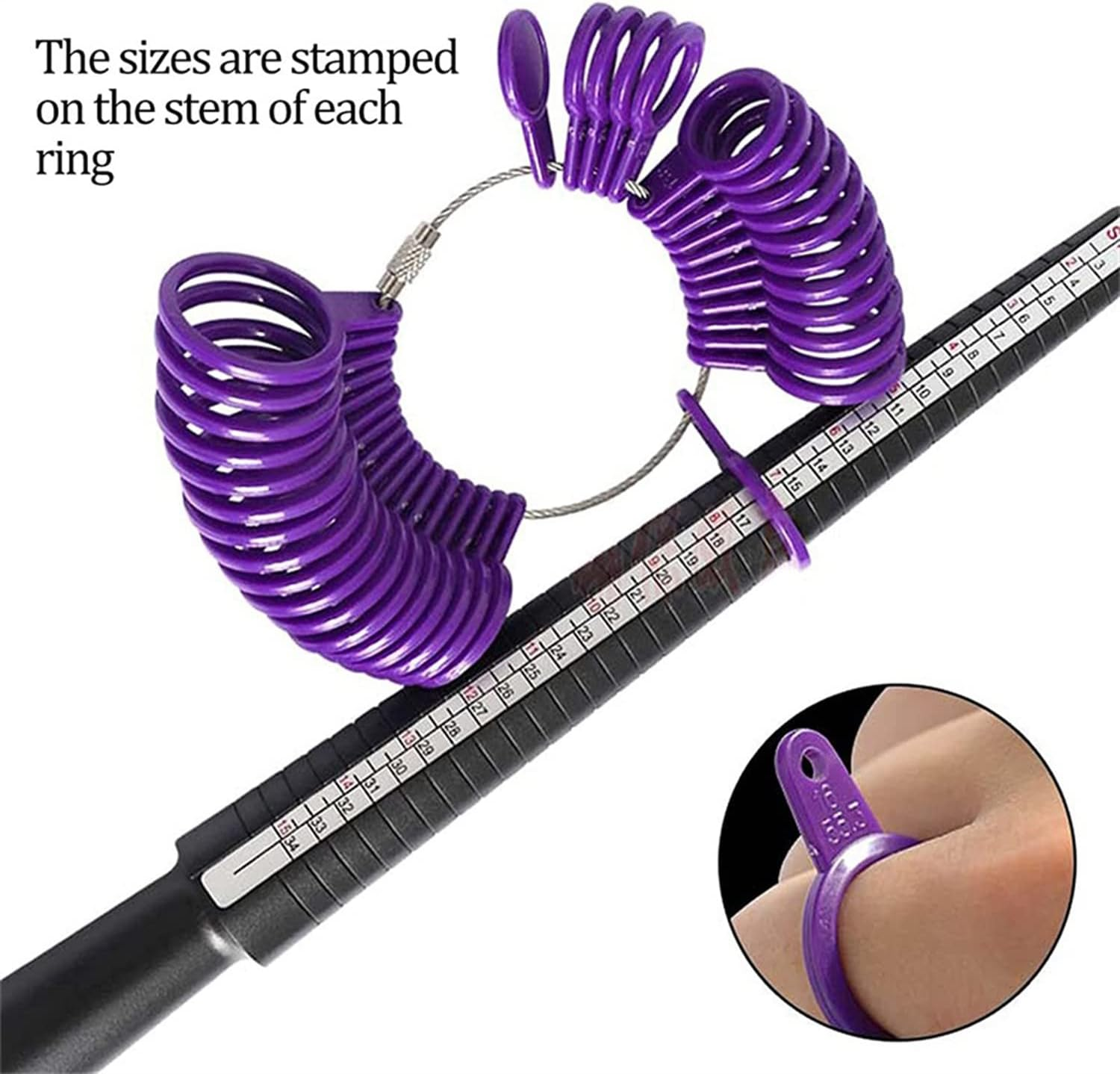 Jewelry Tool Set - Ring Mandrel Stick, Finger Size Measuring Kit with Sizer Belts, Plastic Gauge for Jewelry Making & Sizing image number 2