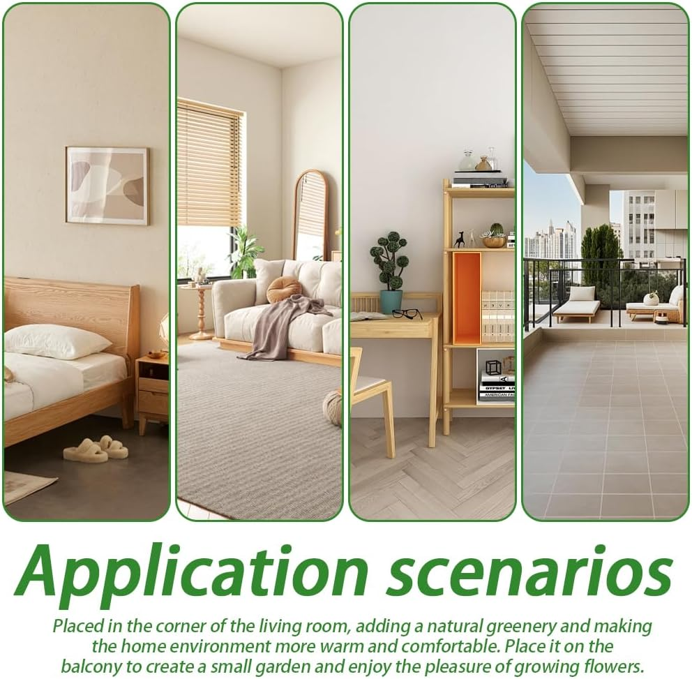 Metal Planter, Flower Stand, Creative Metal Plant Display Stand with Wheels and 1 Set of Gardening Tools, Suitable for Study Balcony Living Room and Bedroom, White, 52*80Cm image number 1