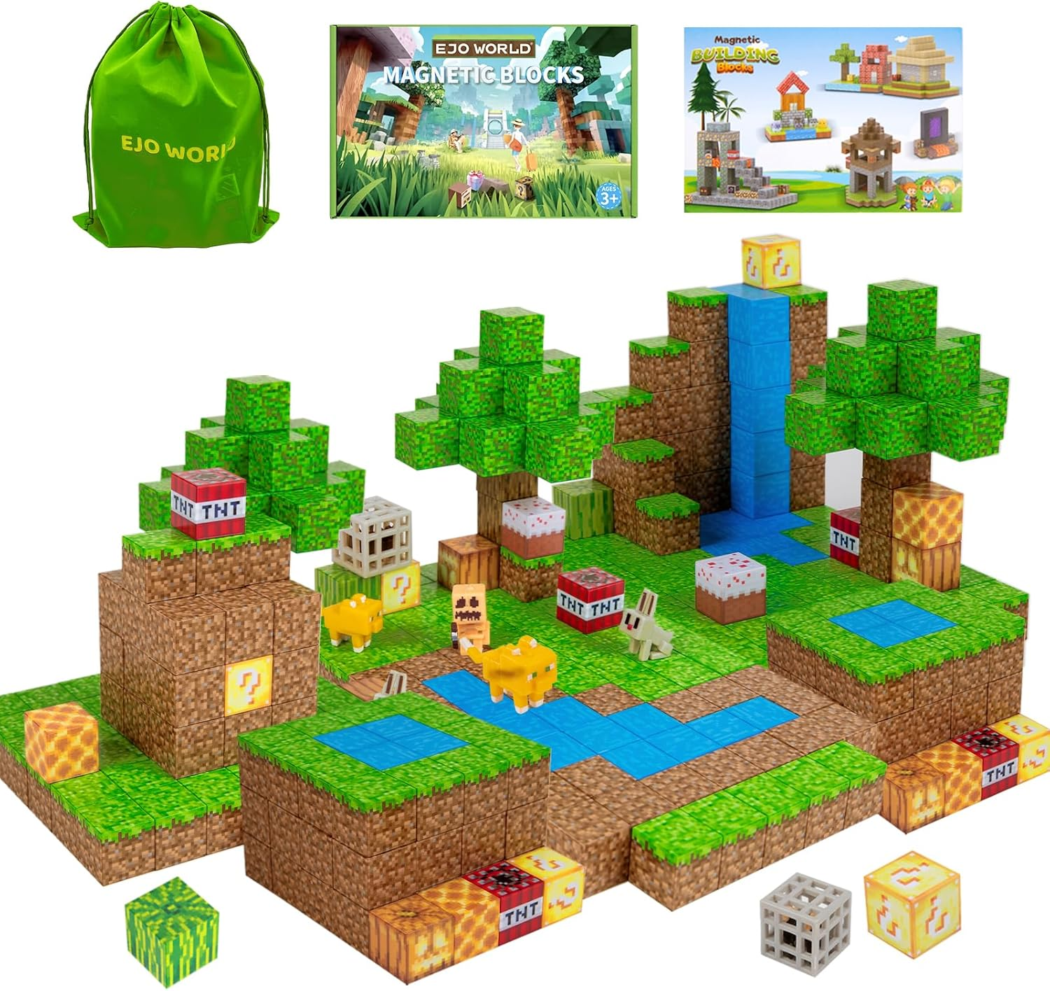 128-Piece Premium Magnetic Blocks - Waterfall Adventure Set, STEM Learning Kids Toys, Safe and Durable Magnetic Building Blocks, Perfect Gifts for Boys Girls above 3 Years Old image number 4