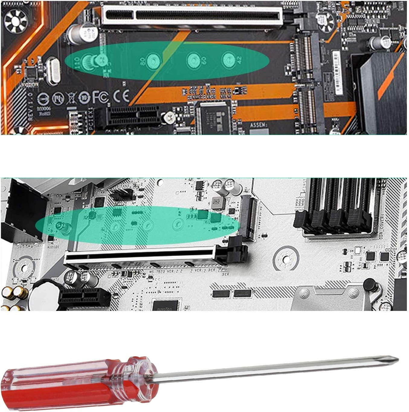 Emsea PC Case Motherboard Screws Kit, M3X6X4Mm Brass Standoffs M3X5Mm Screws with Screwdriver for Hard Drive Computer Case Motherboard