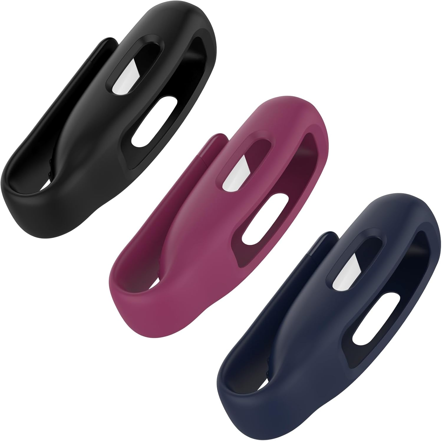 3 Pack Clip Case Replacement for Fitbit Ace 3/Inspire 3/2, Soft Silicone Comfortable All around Protection Cover Holder Accessory for Fitbit Smartwatch - Black+Blue+Red image number 3