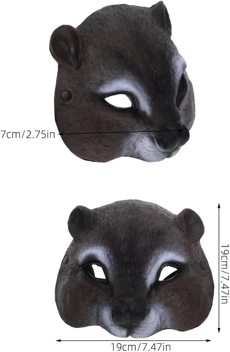 Squirrel Mask Half Face Pu Masquerade Mask for Adults Realistic Animal Cosplay Costume Party Accessory with Fine Detail Design image number 3