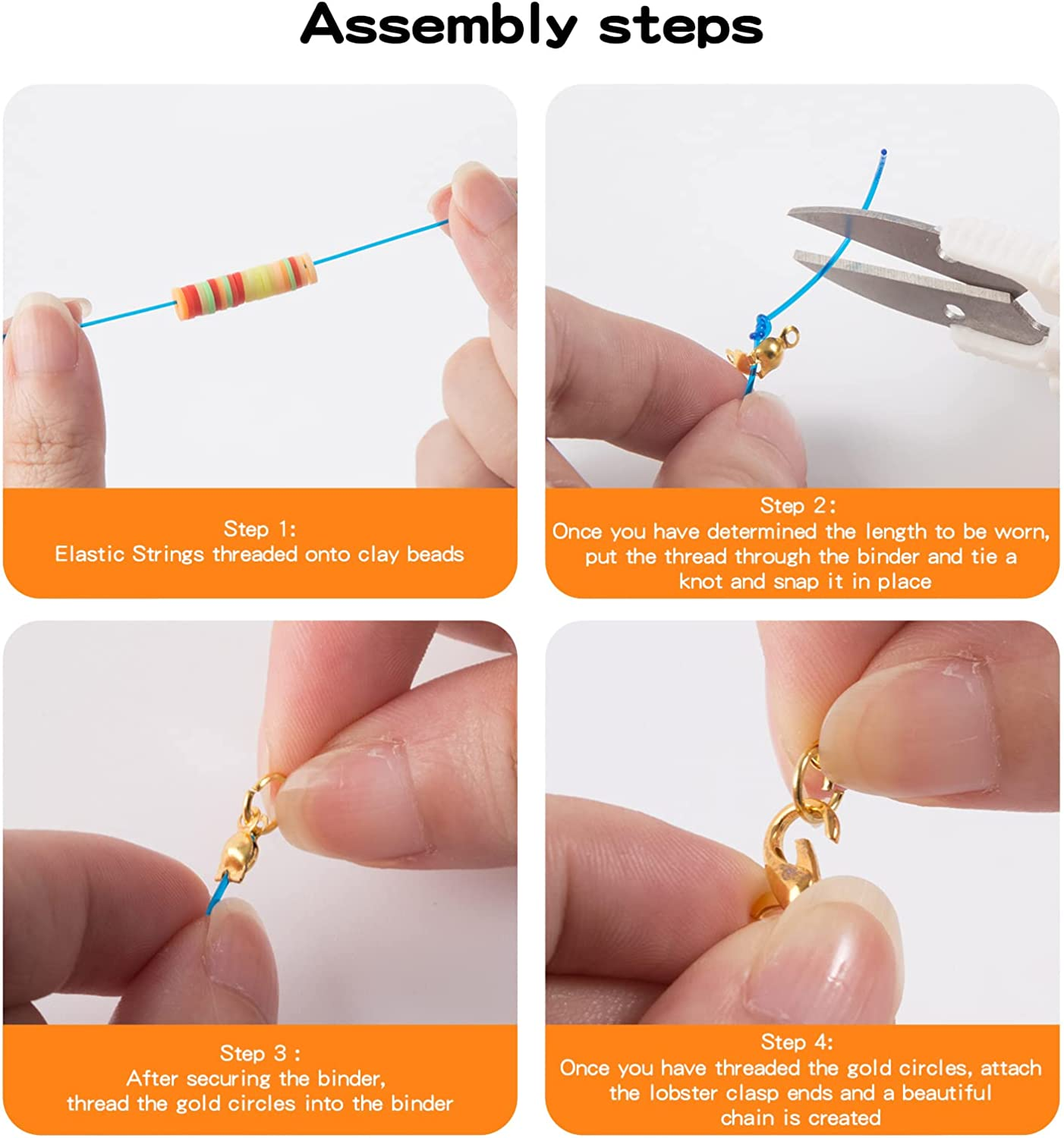 15000 Clay Beads for Jewelry Bracelet Necklace Making Kit, Flat round Polymer Clay Beads with Elastic Strings Pendant Charms Kit image number 1