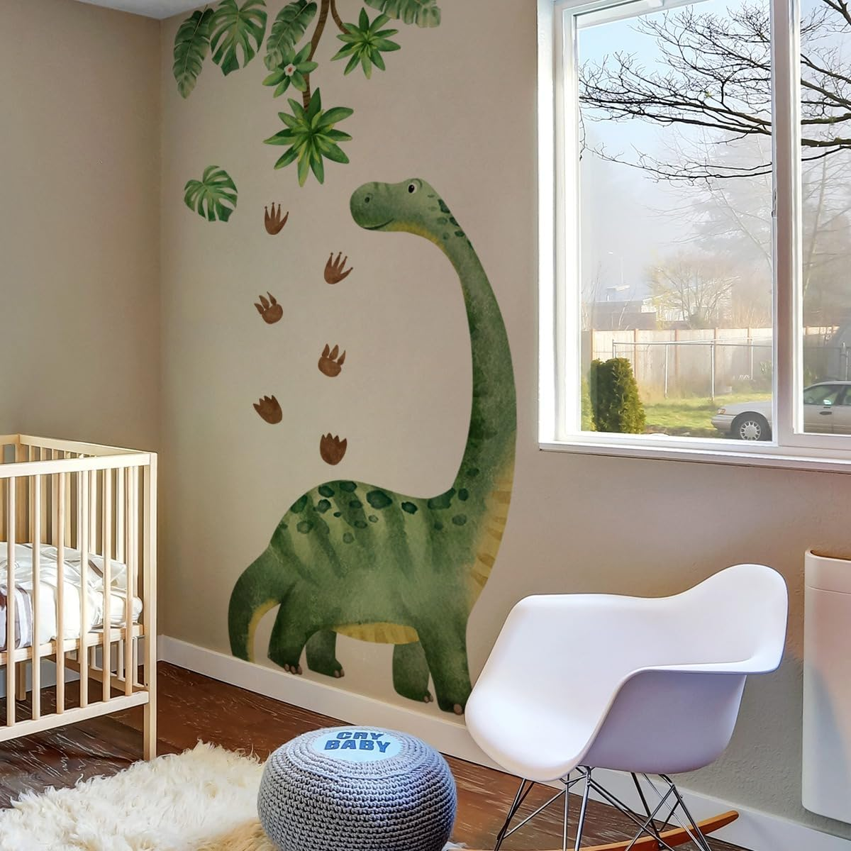 Large Dinosaur Wall Decals for Boys Bedroom Dino Footprints Wall Stickers Peel and Stick Baby Toddler Kids Room Wall Decor Murals for Nursery Daycare Classroom Decoration (KL-BM2063) image number 4