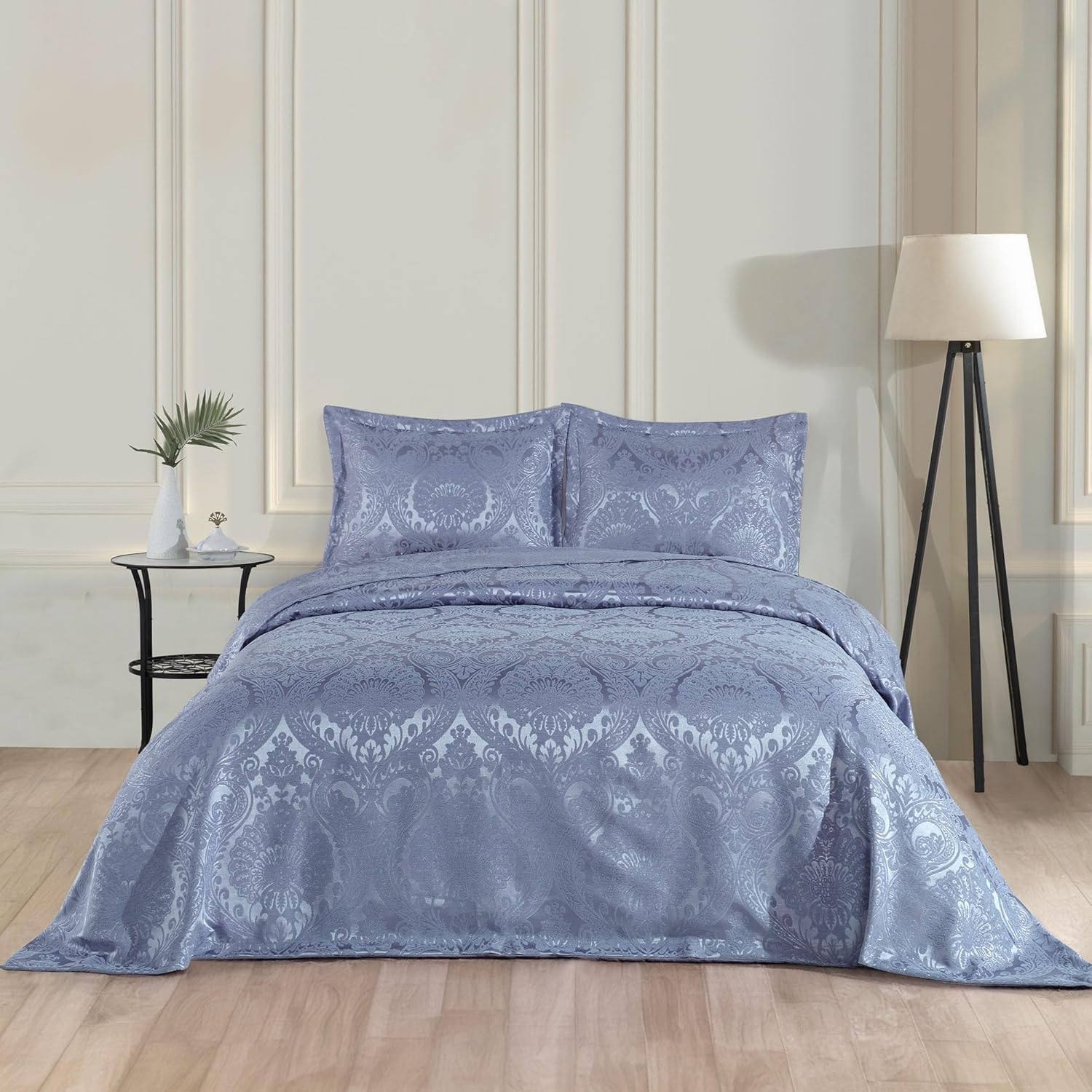 Elart Patterned Jacquard Chenille Fabric Duvet Set, Modern and Soft Bed Throw, Comfortable, Very Durable, Thin Bedspread 220 X 240 Cm and 2 Pillowcases 50 X 70 Cm, Machine Washable