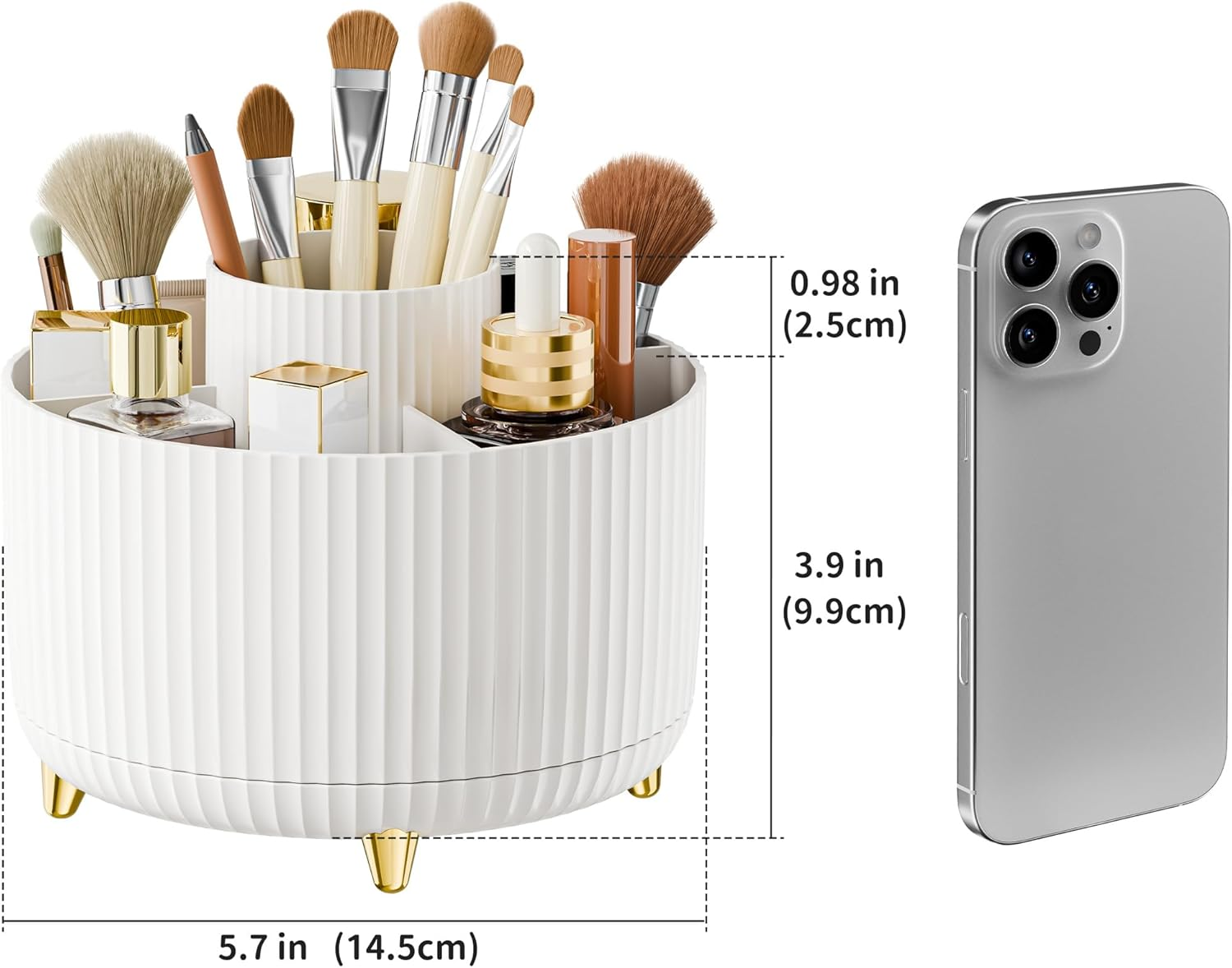 360&deg; Rotating Makeup Organizer Countertop, Lazy Susan Organizer, Makeup Organization Skincare Storage for Vanity, Desktop, Bathroom (Rotate Makeup Organizer Large-White) image number 2