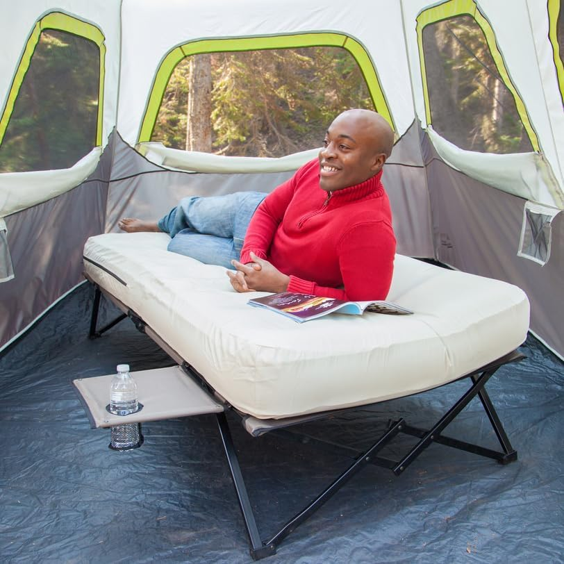 Coleman Camping Cot Air Mattress & Pump Combo Folding Camp Cot & Air Bed with Side Table & Battery-Operated Pump Great for Comfortable Outdoor Sleeping & Camping image number 3