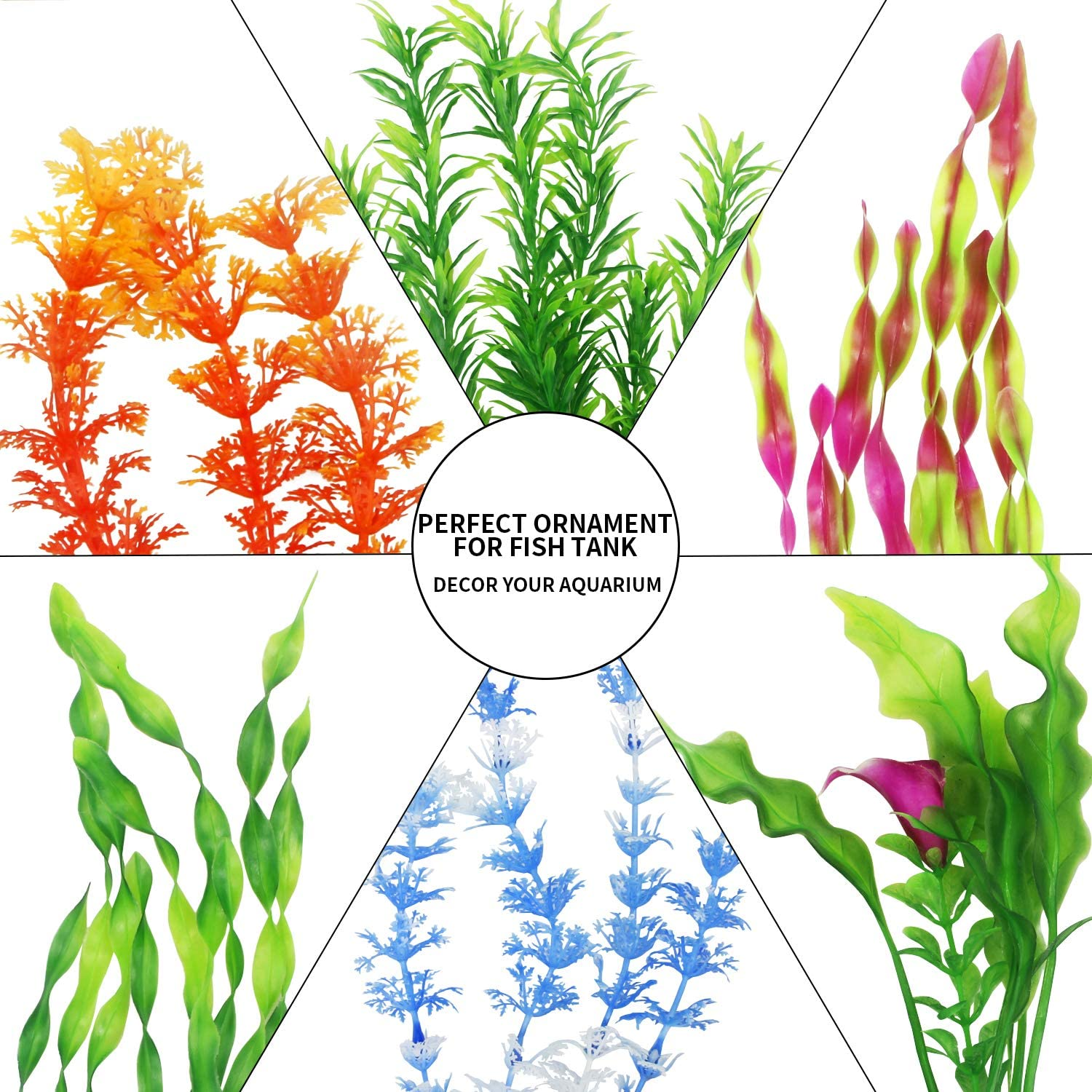 Mylifeunit Artificial Fish Tank Plants, 10 Pack Plastic Aquarium Plants Decorations image number 3