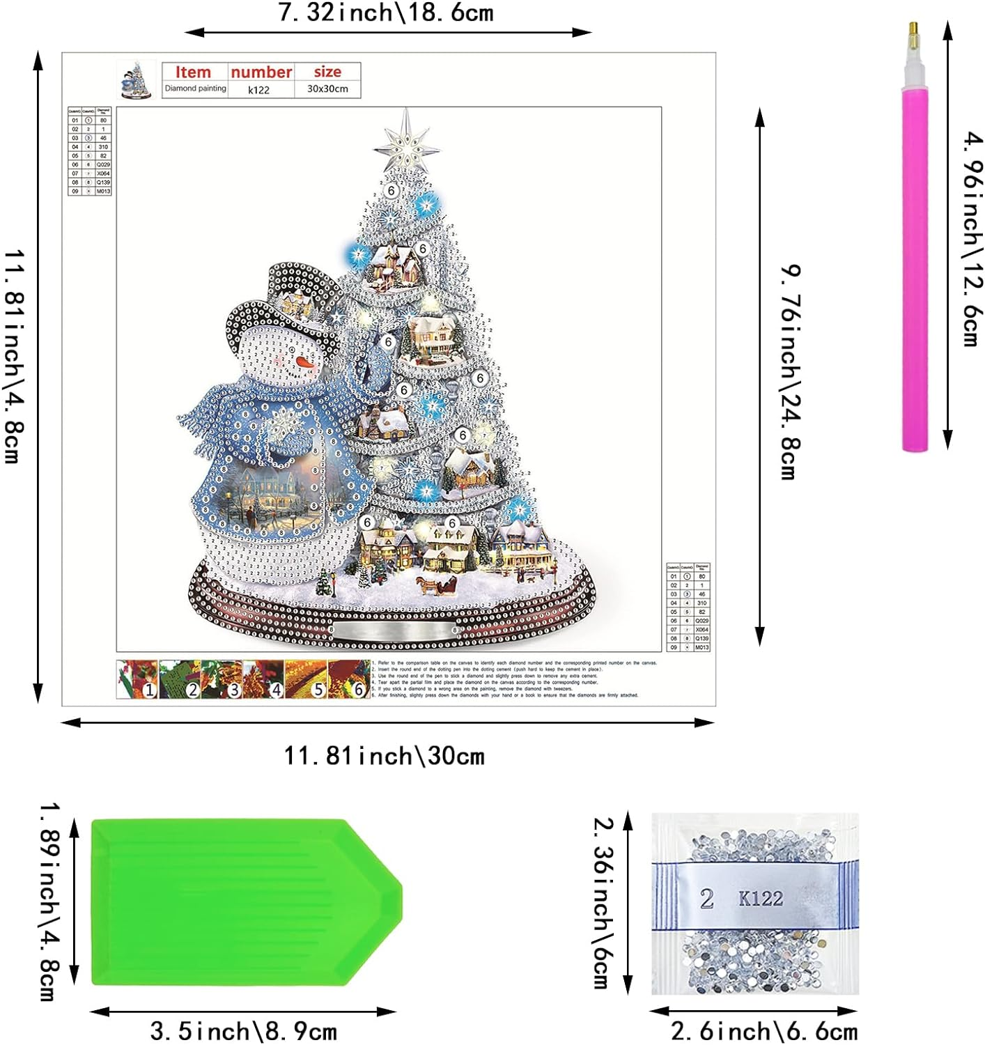 Christmas Diamond Painting Kits Special Shaped Rhinestones Winter 5D Diamond Dots Painting for Adolescents, Christmas Tree Diamond Painting Tabletop Ornaments Kit Christmas Decor DIY Crafts image number 3