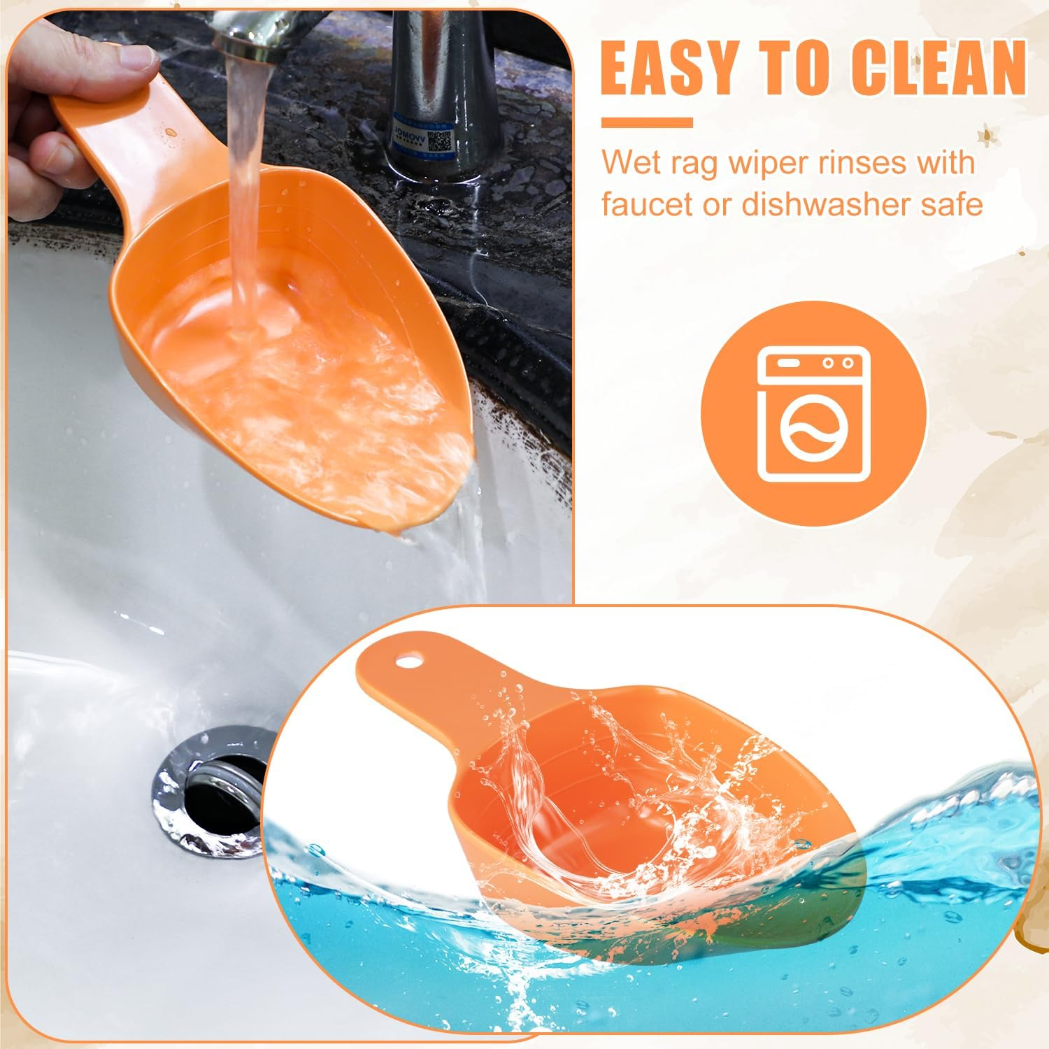 Dog Food Scoop, 1 Cup 1/2 Cup 1/4 Cup Pet Food Measuring Scoop Pet Food Feeding Scoop Accurate Measurement Pet Food Scale Cup for Dog Cat Bird and Rabbit, Dishwasher Safe (Orange) image number 5