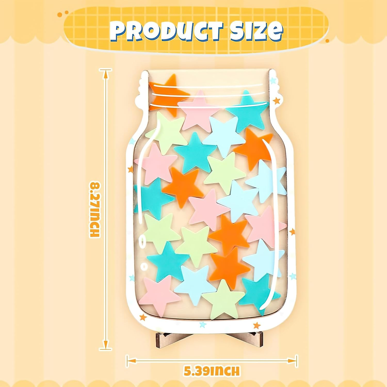 Customized Stars Reward Jar with Magnetic Chart for Classroom and Home, Kids Behavioral Management System