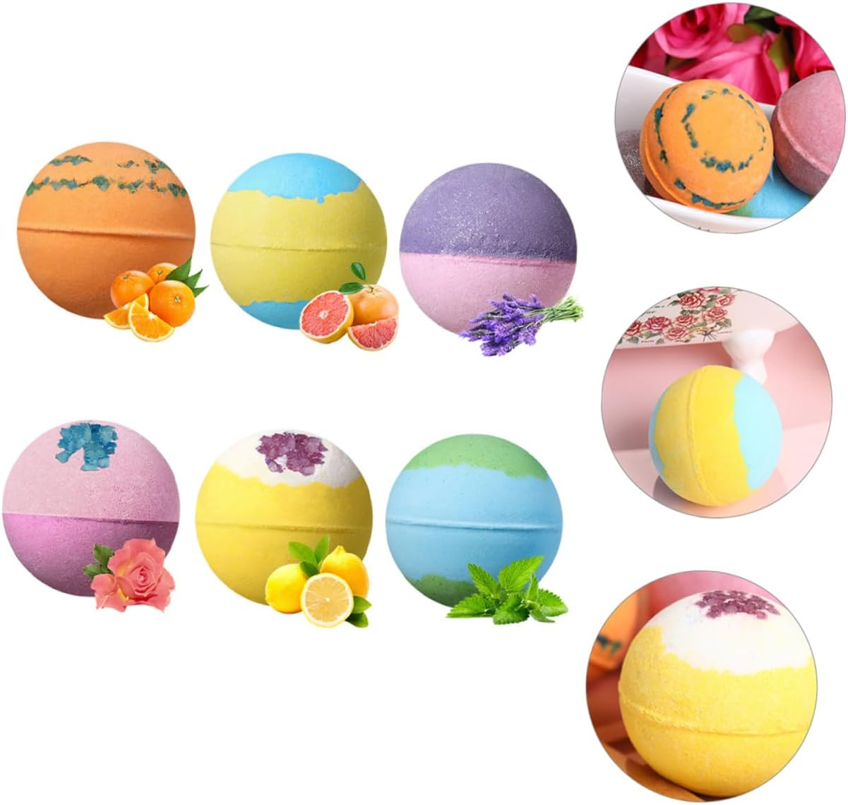 6Pcs Boys and Girls Bubble Natural Bath Salt Balls Adorable Two-Tone Spa Balls