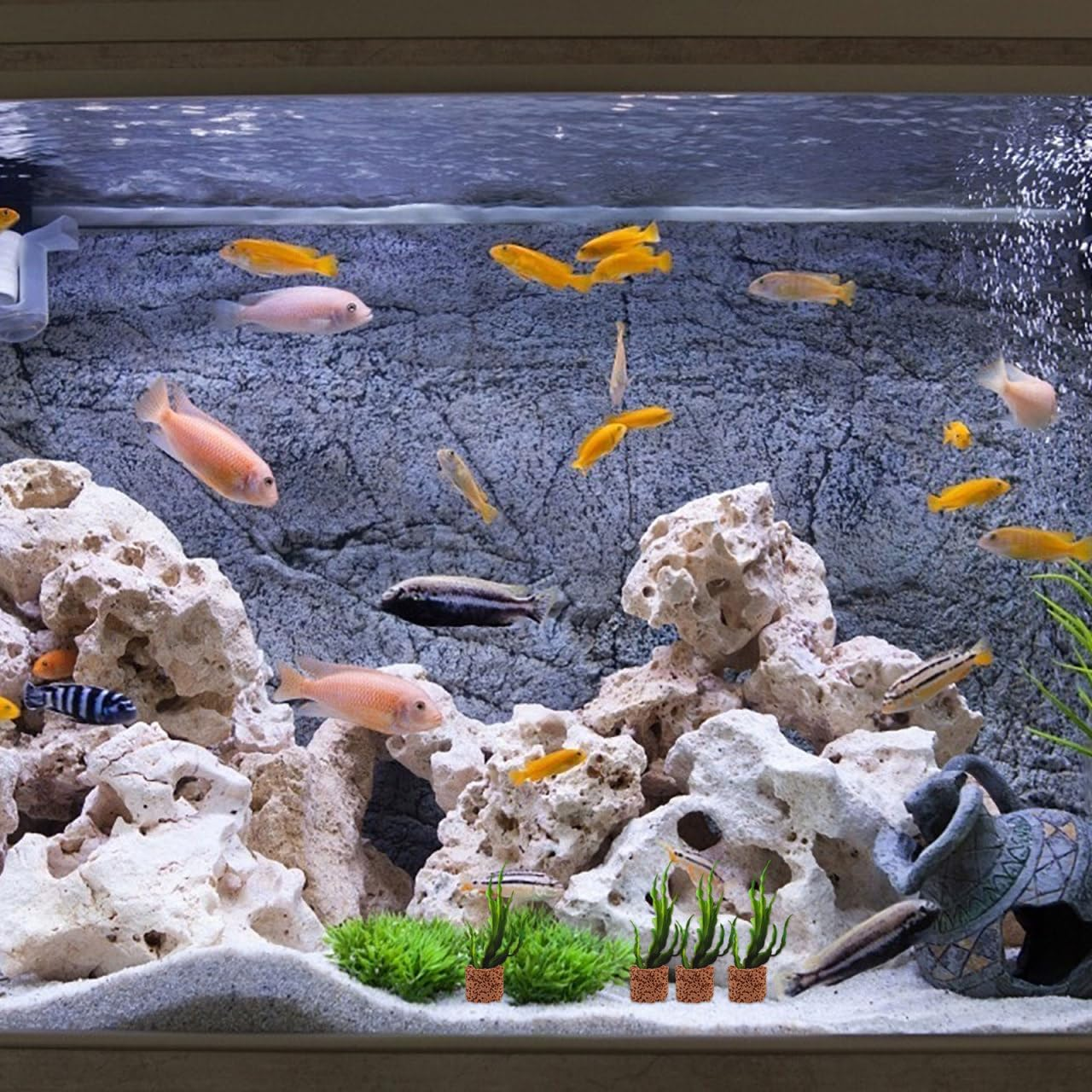 POPETPOP Aquarium Plant Fixed Rings 30 Pcs Pottery Weighted Water Plant Holders for Fish Tank Landscaping Decoration without Substrate