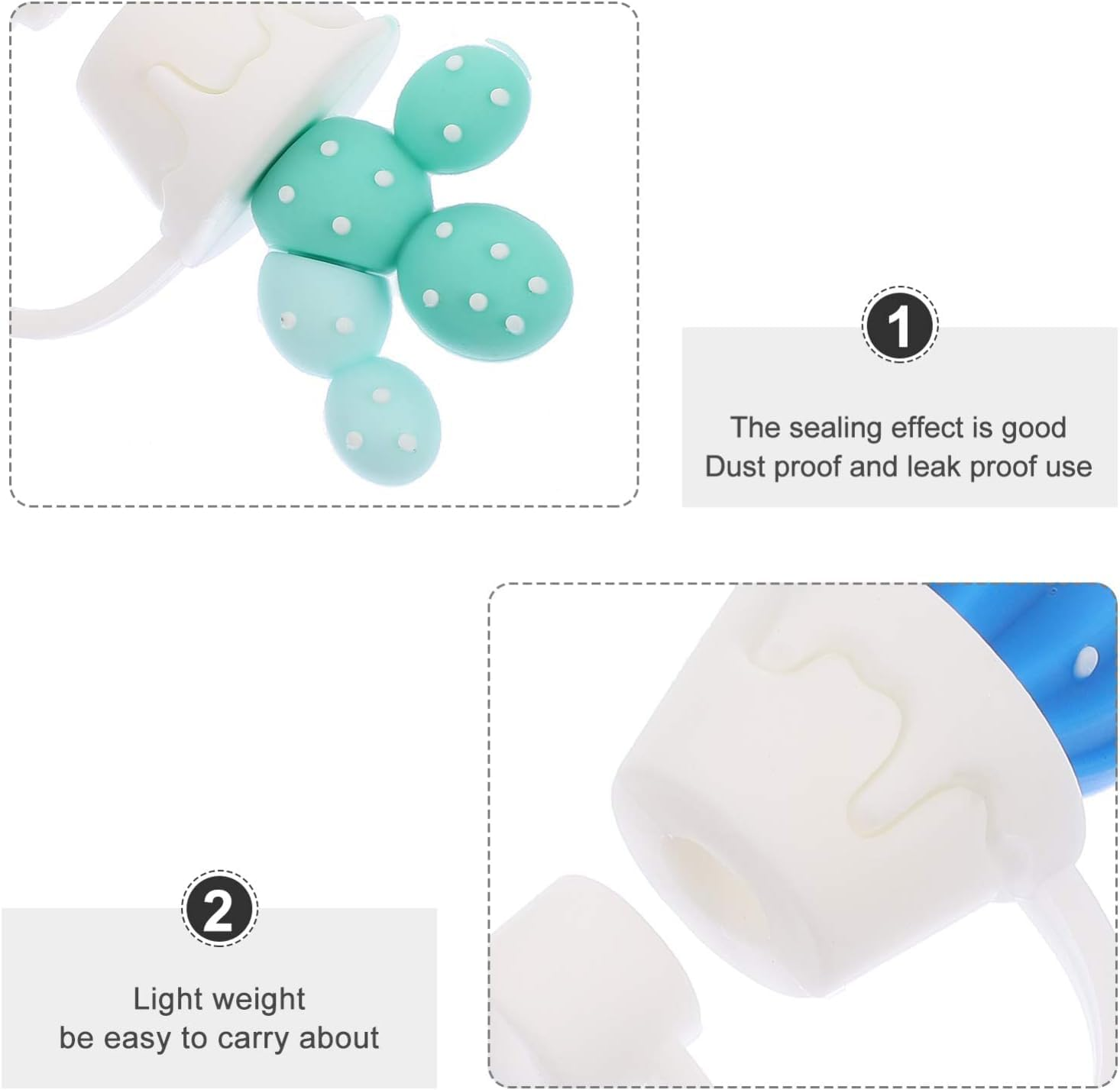 THJOPOKEEL 4Pcs Cactus Straw Plugs, Silicone Drinking Straws Drinking Straw Caps Reusable Silicone Straw Caps for 6-8Mm Straw Tips Protection Sleeve, Drinking Pipe Cover Cute Topper image number 5