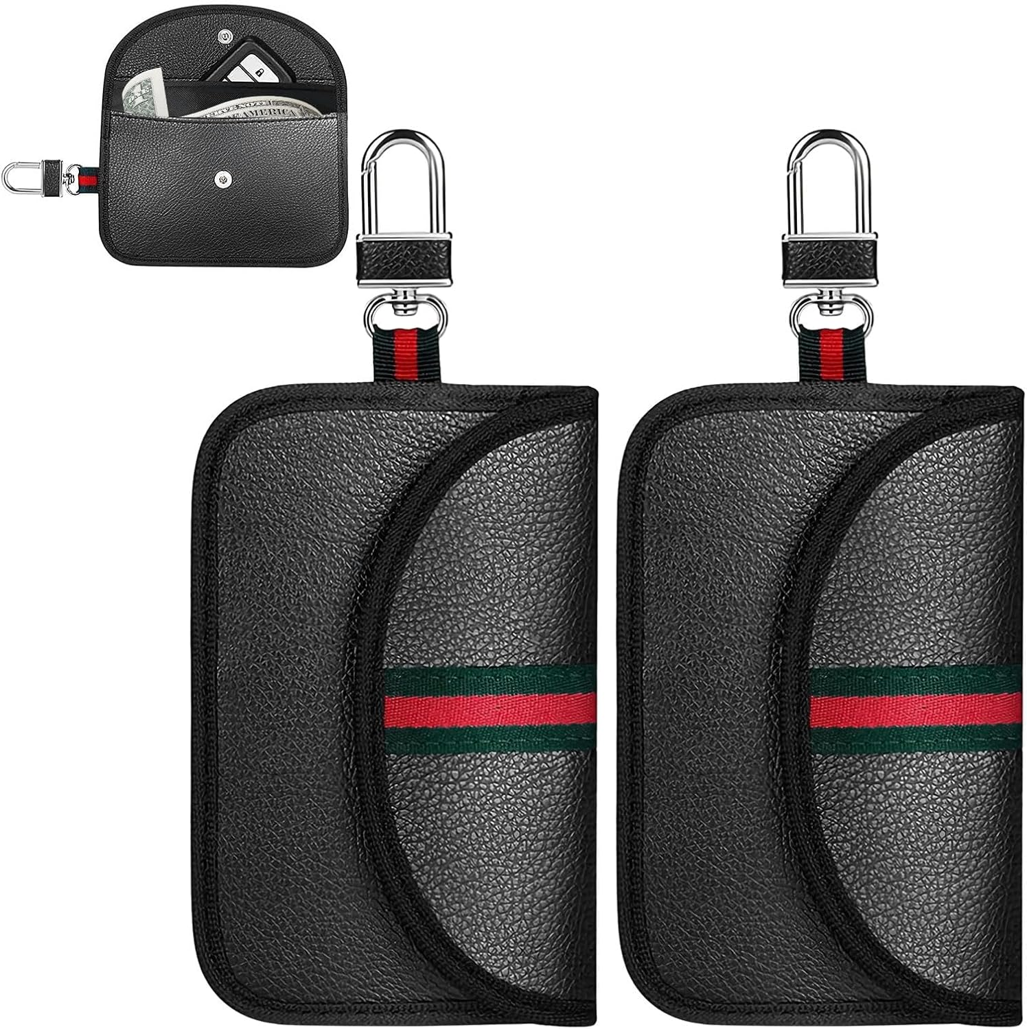 2 Pack Faraday Pouch Car Keys, Car Key Signal Blocker, Faraday Box for Auto Keys, Anti-Theft Signal Blocking RFID Keyless Bag for Auto Security with Double Layer Shielding