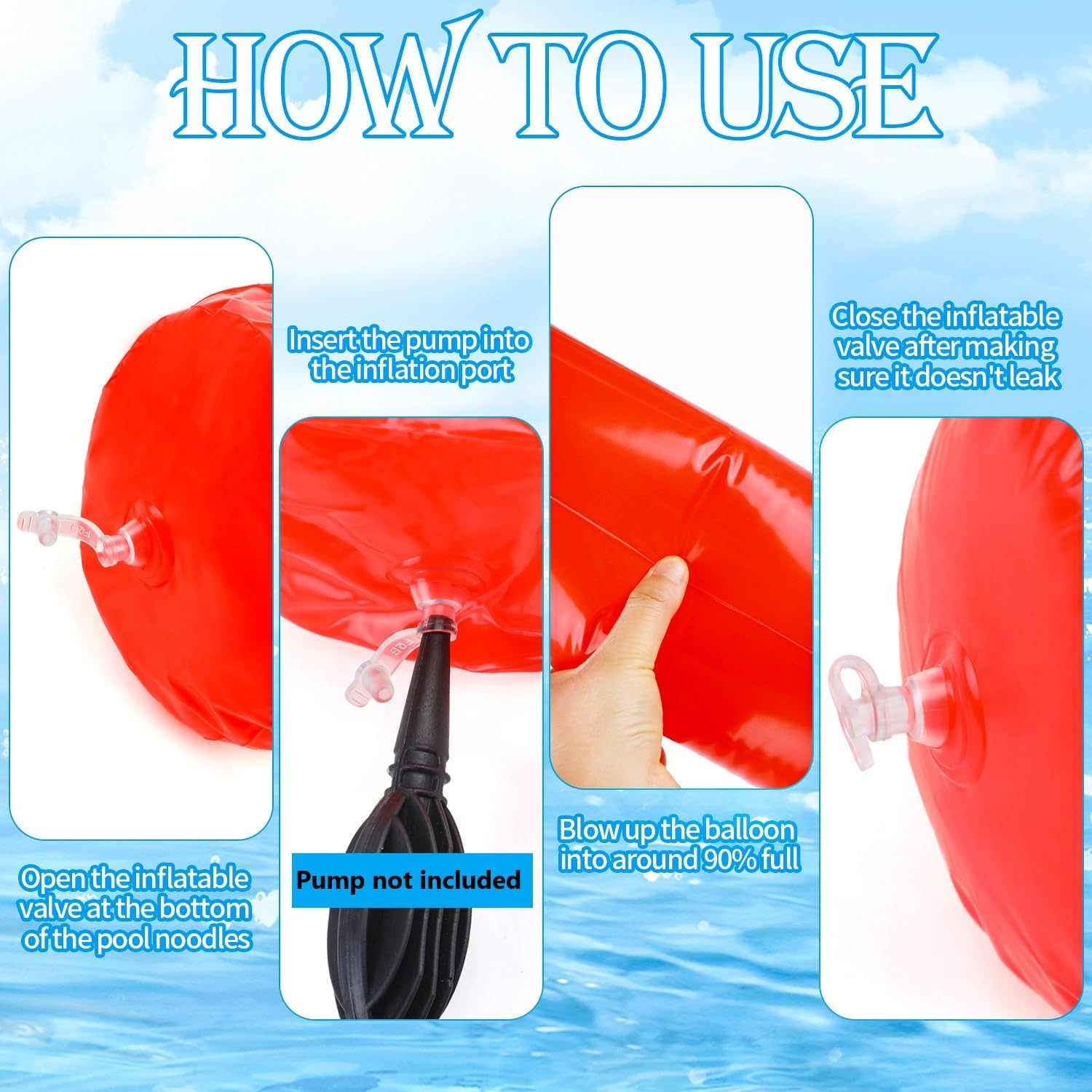 KIMOBER 6PCS Inflatable Pool Sticks,Colorful 41.3 Inch Giant Blow up Pool Swimming Noodles Water Float for Swimming Pool Beaches Lake Party Decor image number 3