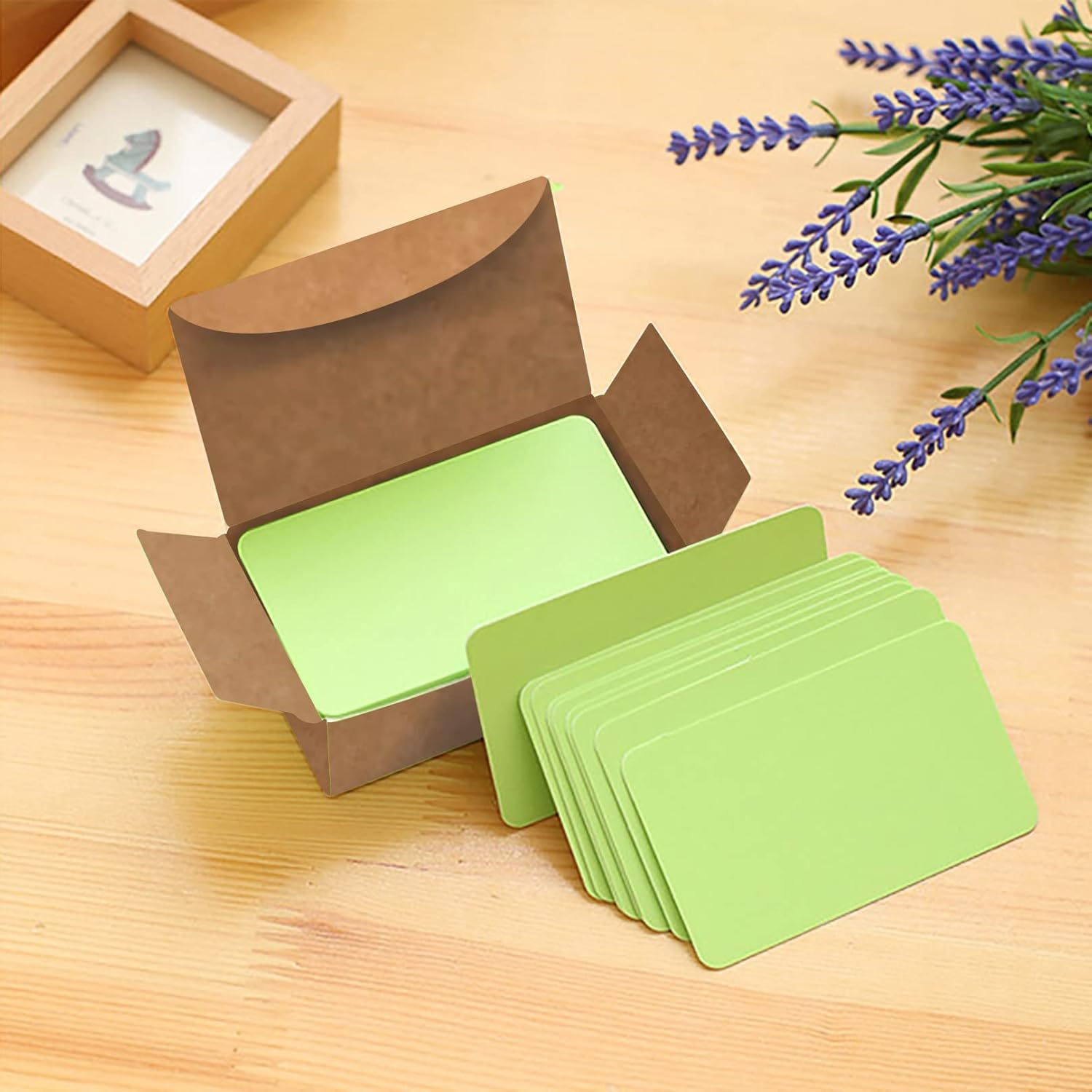 VANRA 300PCS Small Blank Index Cards 3.5X2 Inches Note Cards Study Flash Cards, Word Message Gift DIY Cards Kraft Paper Tags (Assorted Colors Light, 300/Pack) image number 2
