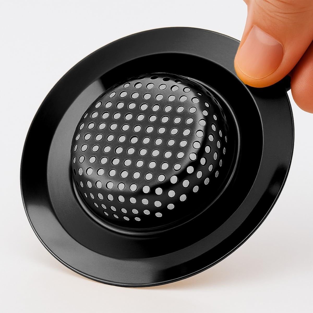 2 Pack Kitchen Sink Strainer - 11.3Cm Wide Rim Stainless Steel Drain Catcher - Fits 7Cm Drain Hole (Standard AU Sinks) - Anti-Clog Food Waste Filter & Rustproof (Matte Black) image number 1