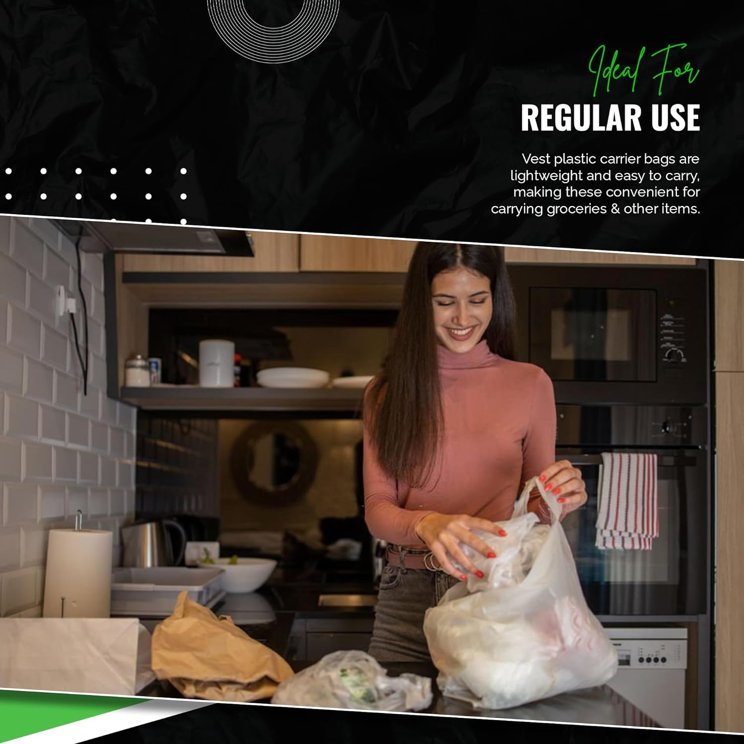 100 X Strong Medium White Plastic Vest Carrier Bags 10X15X18" *FREE P&P!* image number 5