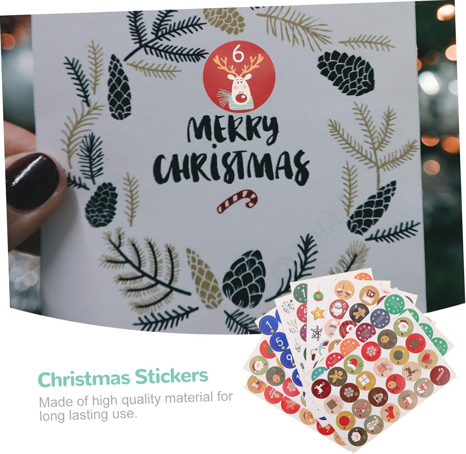 10Sheets Christmas Number Stickers Countdown Decals for Holiday Cards Bags Styles for Festive Decor for Advent Calendars Party Favors image number 6