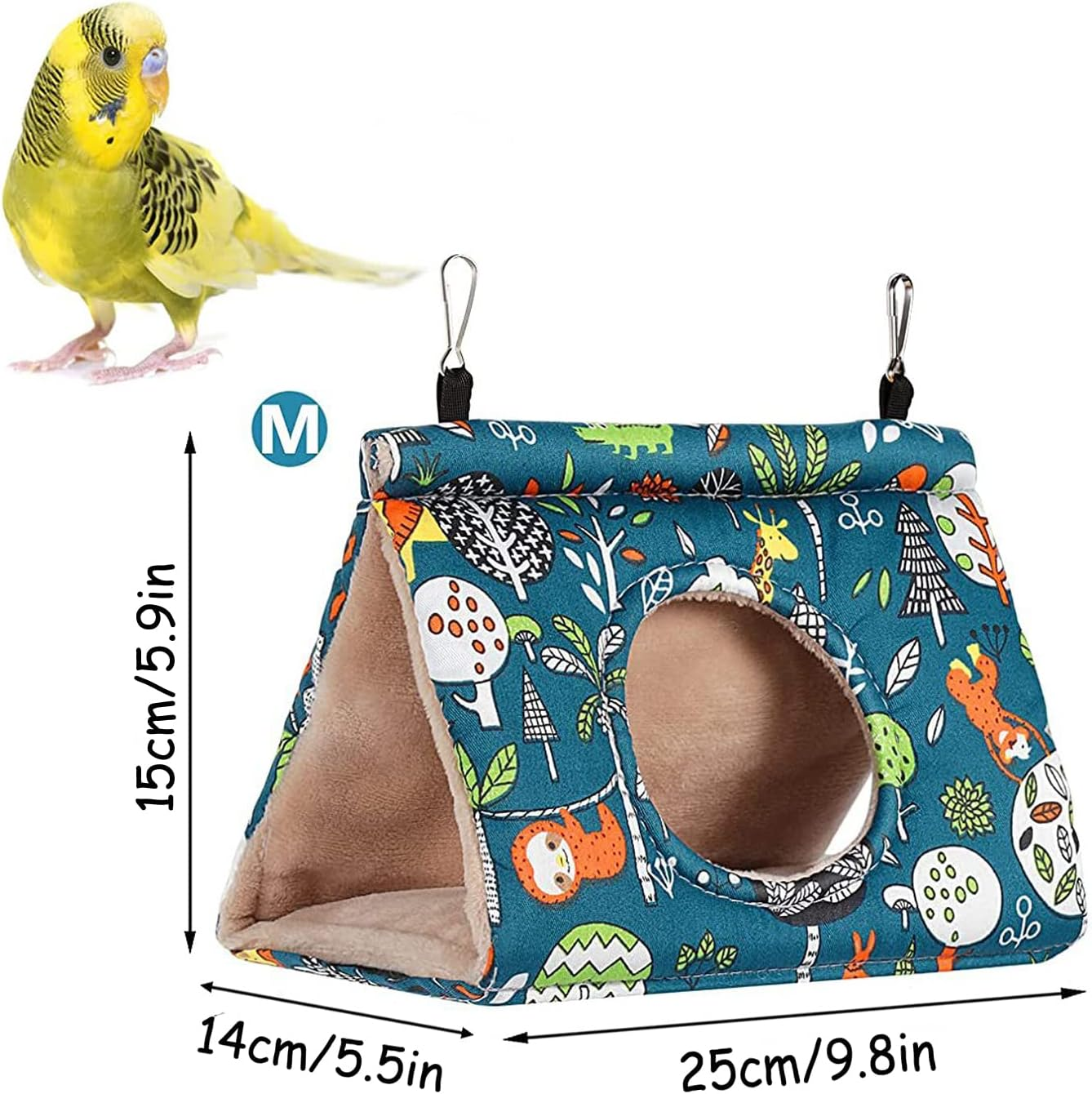 Bird Hanging Hammock, Suspended Hammock Plush Shed Swing Cave Cabin, Suitable for Small and Medium-Sized Parrots,Cockatoos, Macaws, Love Birds, Long Tailed Parrot, Etc., Parrot Love Nest Medium (Blue) image number 1