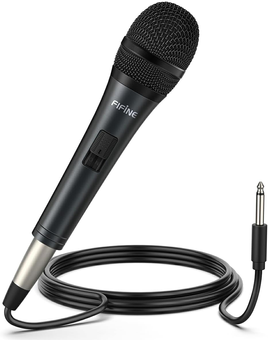 Fifine Karaoke Microphone, Dynamic Vocal Microphone for Speaker, 6.35MM Wired Handheld Mic with on and off Switch And14.8Ft Detachable Cable-K6 image number 3