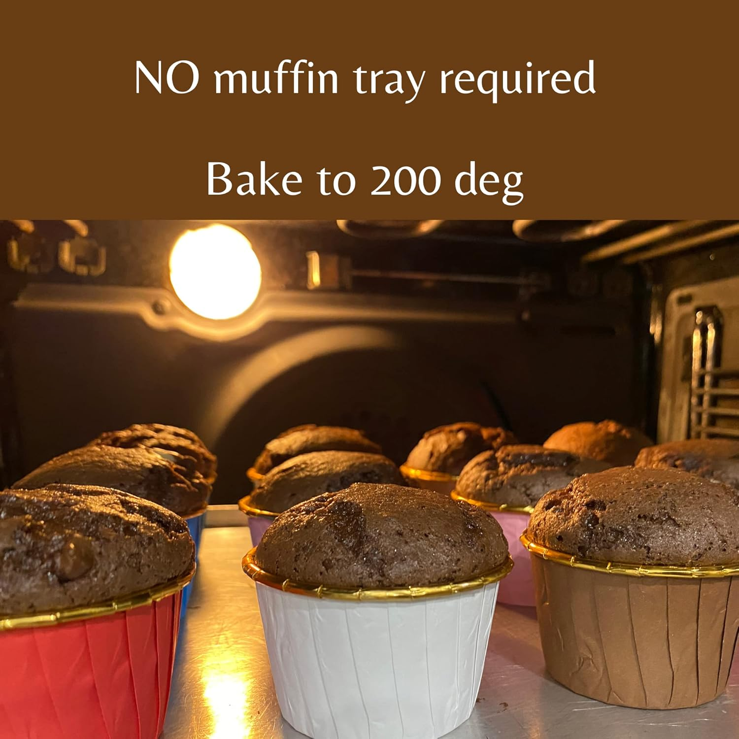 Cupcake Liners - 100 Pieces White Baking Cups &ndash; Cases for Cupcakes, Muffins, Savoury and Desserts - Disposable Gold Foil Lined Wrapper Patty Pans (White)