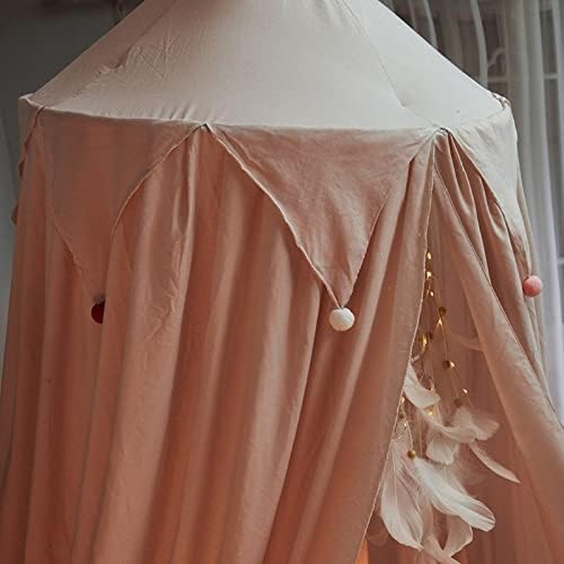 Dome Kids Teepee Tent, Washable Colorful Reading Tent Fashion Bed Canopy Punch-Free Breathable Bed Curtain Multipurpose Children Play Tent for Home/699 (Size : Ruffled Beige Pink) image number 3