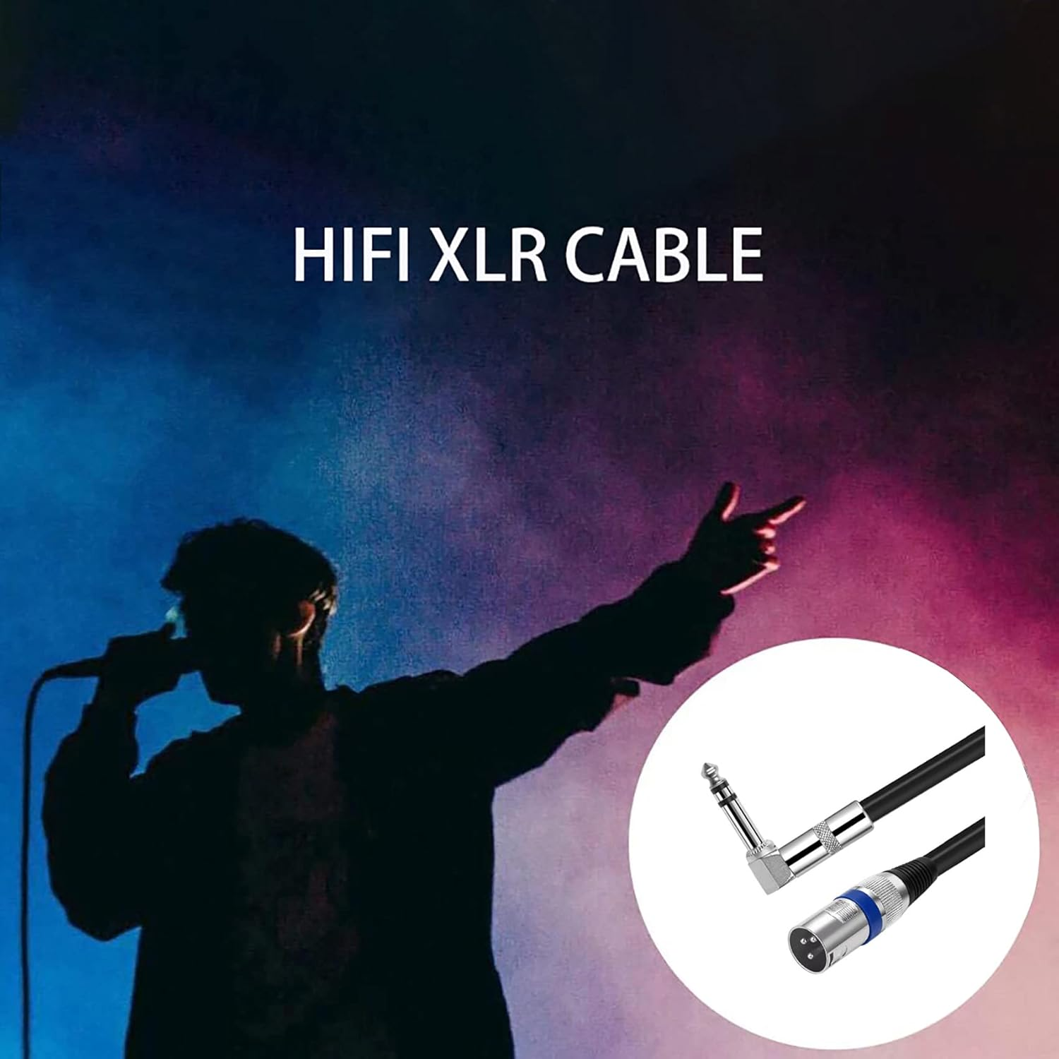 Right Angle 1/4 Inch TRS to XLR Male Cable, Tunghey Unbalanced 6.35Mm(1/4 Inch) TRS to XLR Male Cable Gold Plated Quarter Inch to Male XLR Microphone Cable Interconnect Cable (1M) image number 3