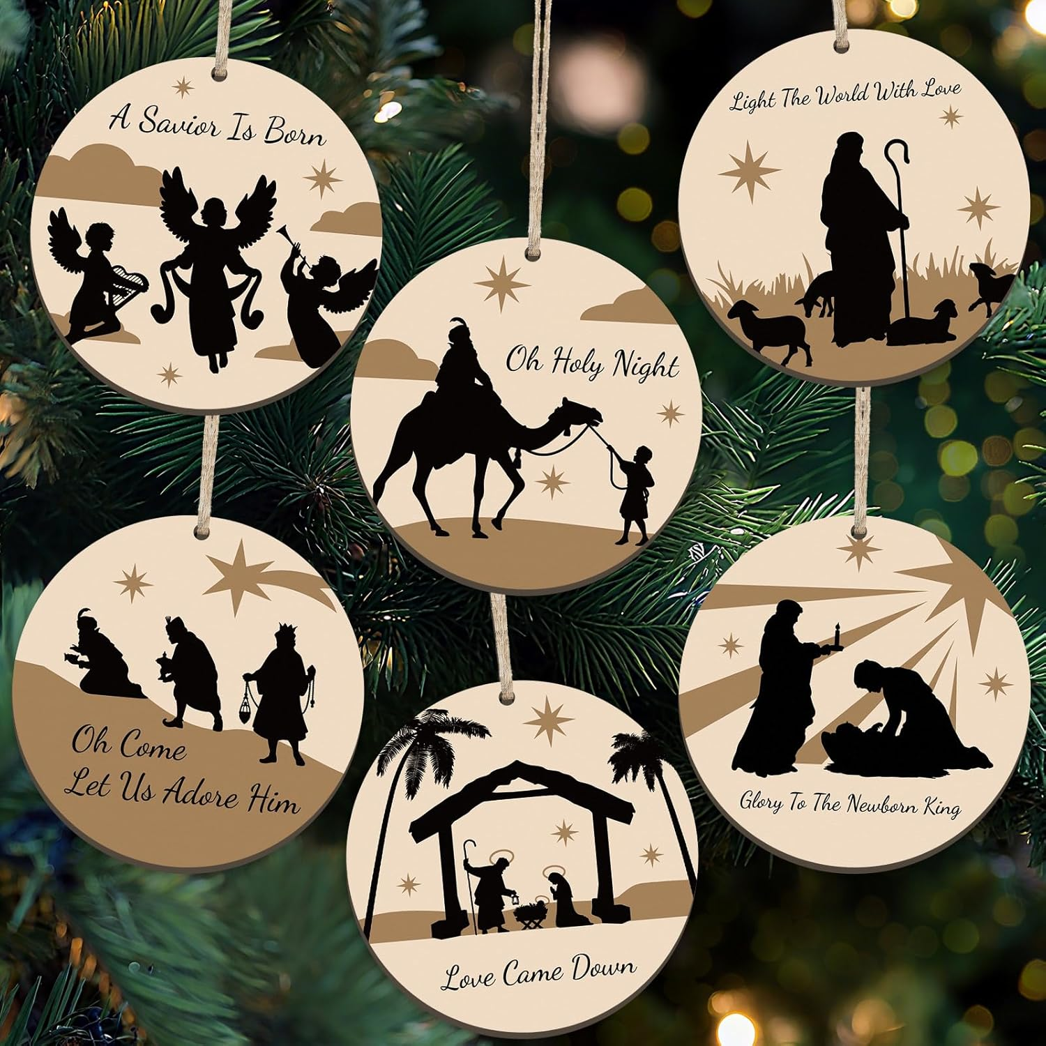Chunful Christmas Nativity Ornaments Wooden Christmas Tree Ornaments Xmas Decorations Nativity Scene Sets for Xmas Tree(Vivid Style,24 Pieces) image number 4