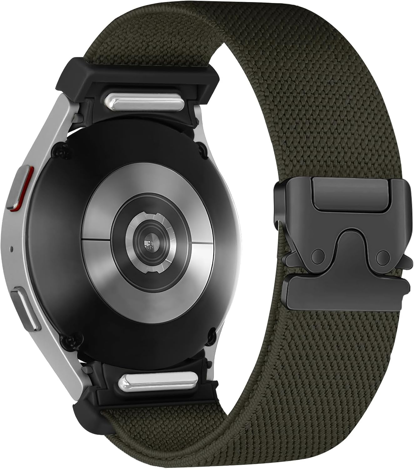 One Click Elastic Nylon Band for Samsung Galaxy Watch 7 6 5 4 Band Women Men 40Mm 44Mm/Galaxy Watch 6 4 Classic 47Mm 43Mm 42Mm 46Mm/5 Pro 45Mm/Fe, 20Mm No Gap Stretchy Parachute Buckle Watch Band