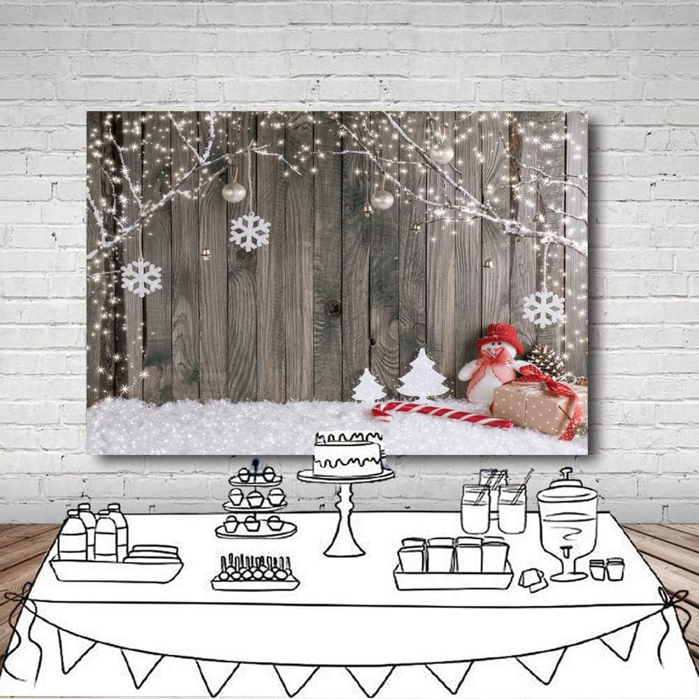 LYWYGG 8X6FT Christmas Backdrop Snow Floor Photo Backgrounds Wooden Wall Photography Backdrops for Child CP-70-0806 image number 3
