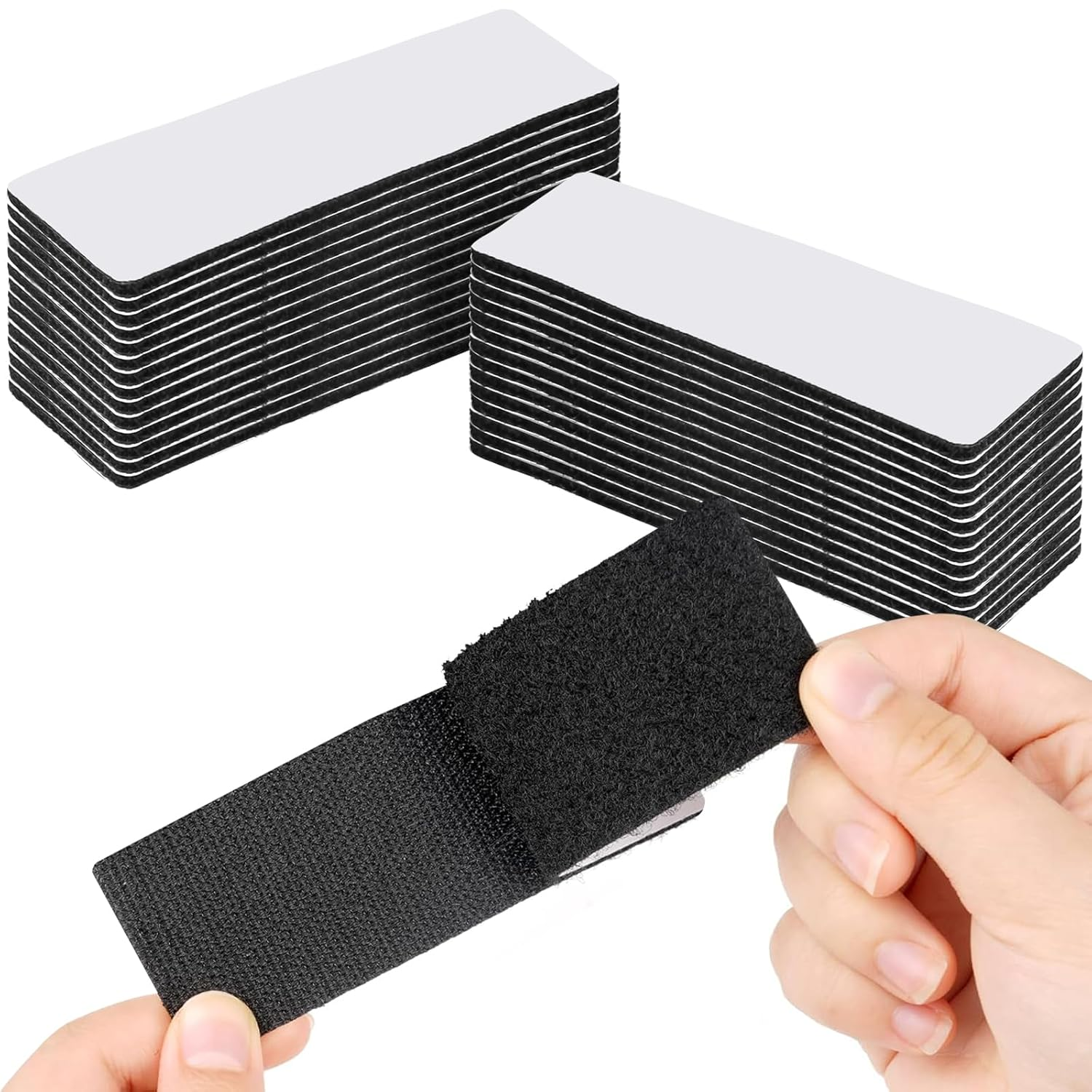 20Pcs 40Mmx60Mm Double Sided Sticky Pads, Extra Sticky Hook and Loop Tapes, Strong Heavy Duty Adhesive Sticky Back Pads for Mounting or Organizing Car Floor, Mats, Carpet Mirror (Black) image number 3