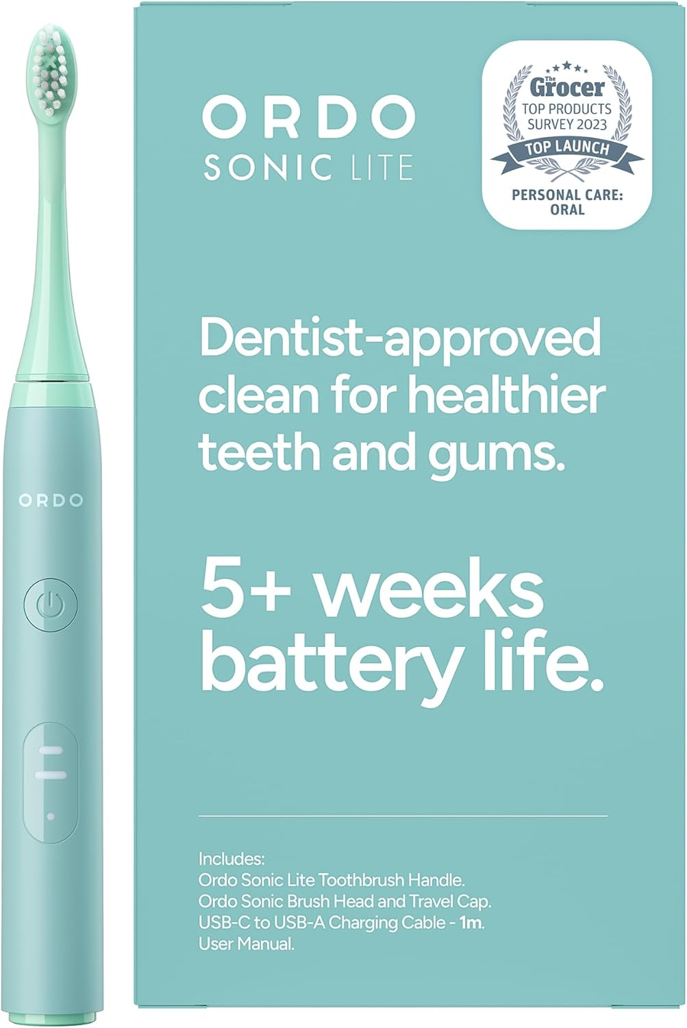 Ordo Sonic Lite | Sonic Toothbrush with 35,000 Pulses/Min | Electric Toothbrush for Adults | Dual Modes | 5+ Weeks Battery | Smart Timer | Waterproof | USB-C Stone image number 5