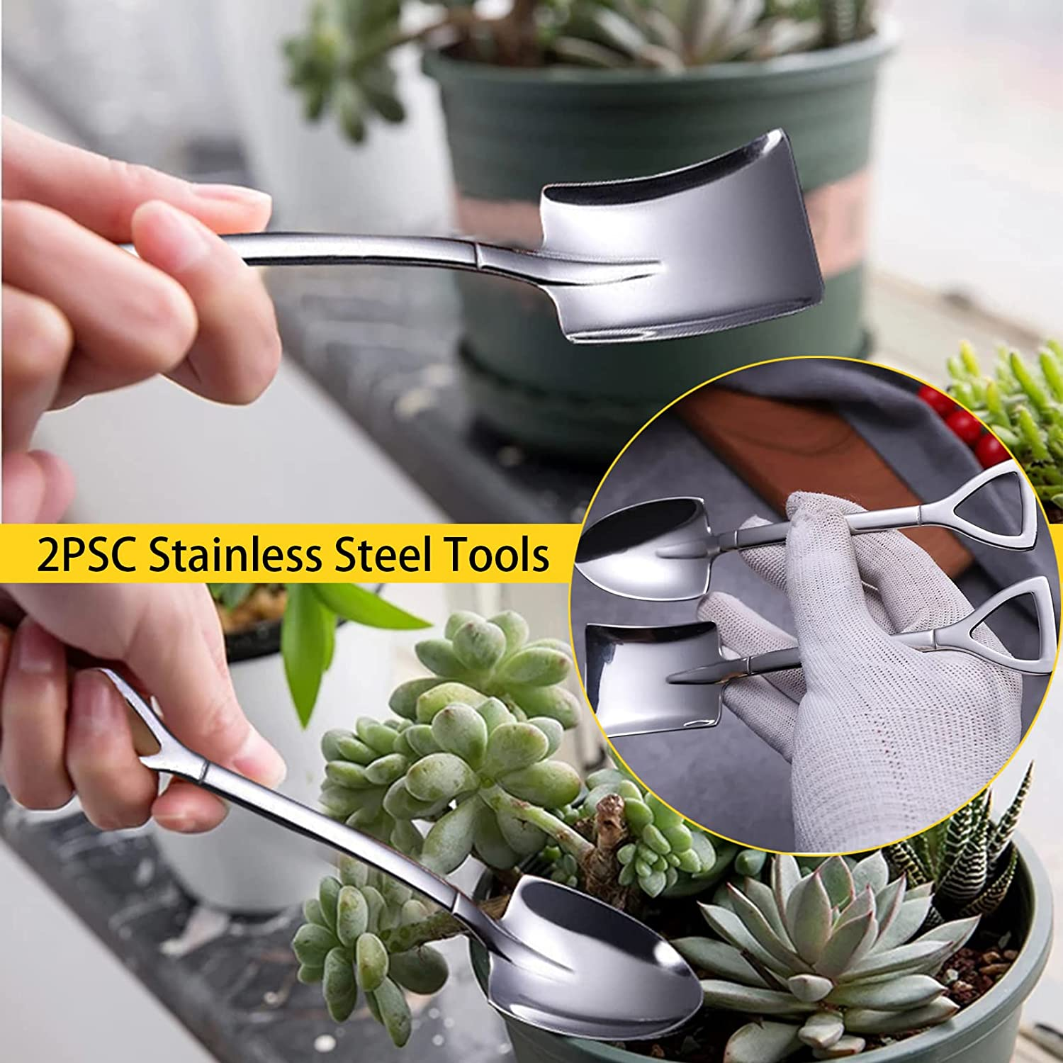 12 Pcs Succulent Tools Set Mini Transplanting Garden Tools Kit for Indoor Gardening Flower Pot Cactus Care image number 6