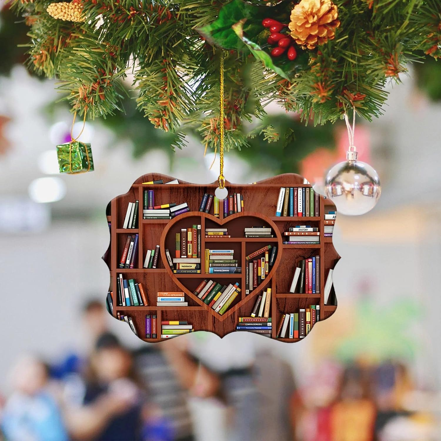 10 Pcs Book Lovers Heart Librarian Ornament,Books Stacked Ornament,Christmas Ornaments,Bookshelf Decor Ornaments,Library Ornament,Librarian Christmas Ornament image number 5