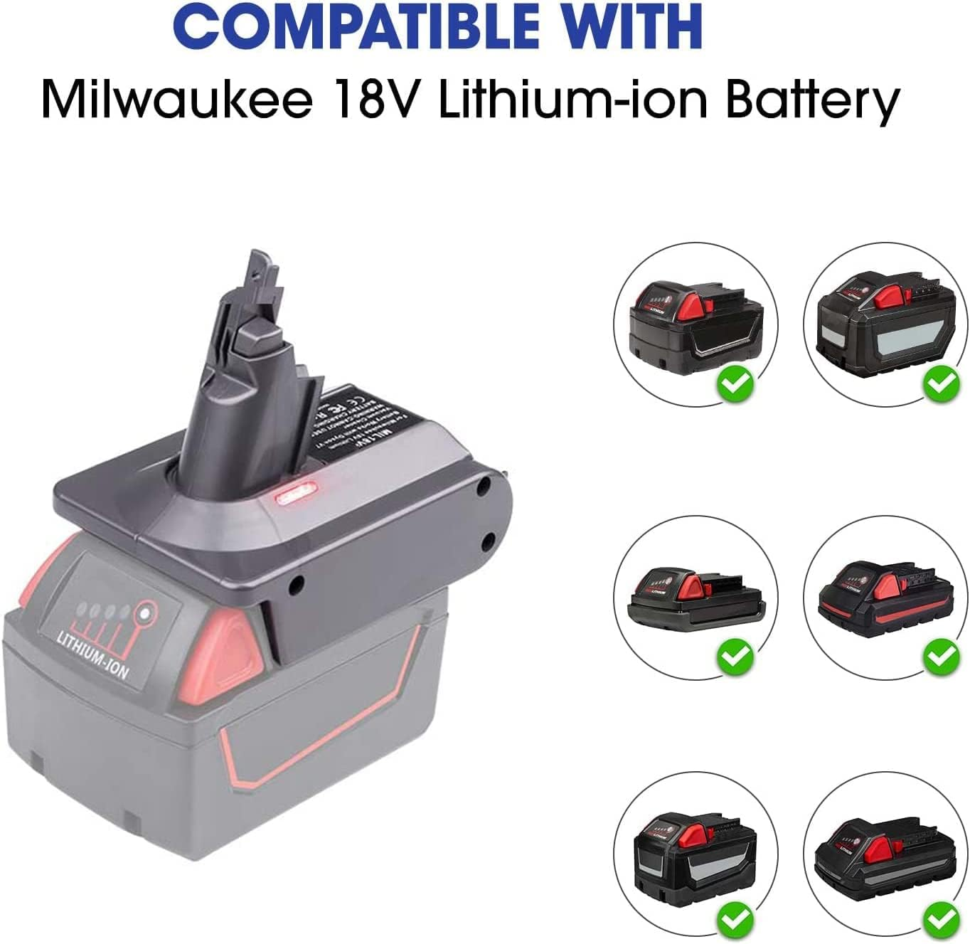 V6 Battery Adapter for Milwaukee M18 18V Battery to for Dyson V6 SV03 SV04 SV09 DC62 DC59 Fluffy Vacuum Converter (Only MIL18V6 Adapter) image number 2