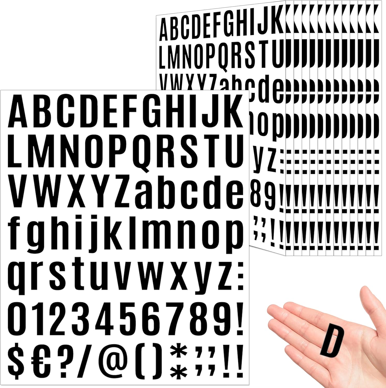 980 Pcs 12 Sheets Vinyl Letter Stickers Small 1 Inch, Colorful Number Stickers Self-Adhesive Waterproof Alphabet Stickers 1" for Mailbox, Bulletin Board, Water Bottles, Scrapbook, DIY (Multi-Colors)