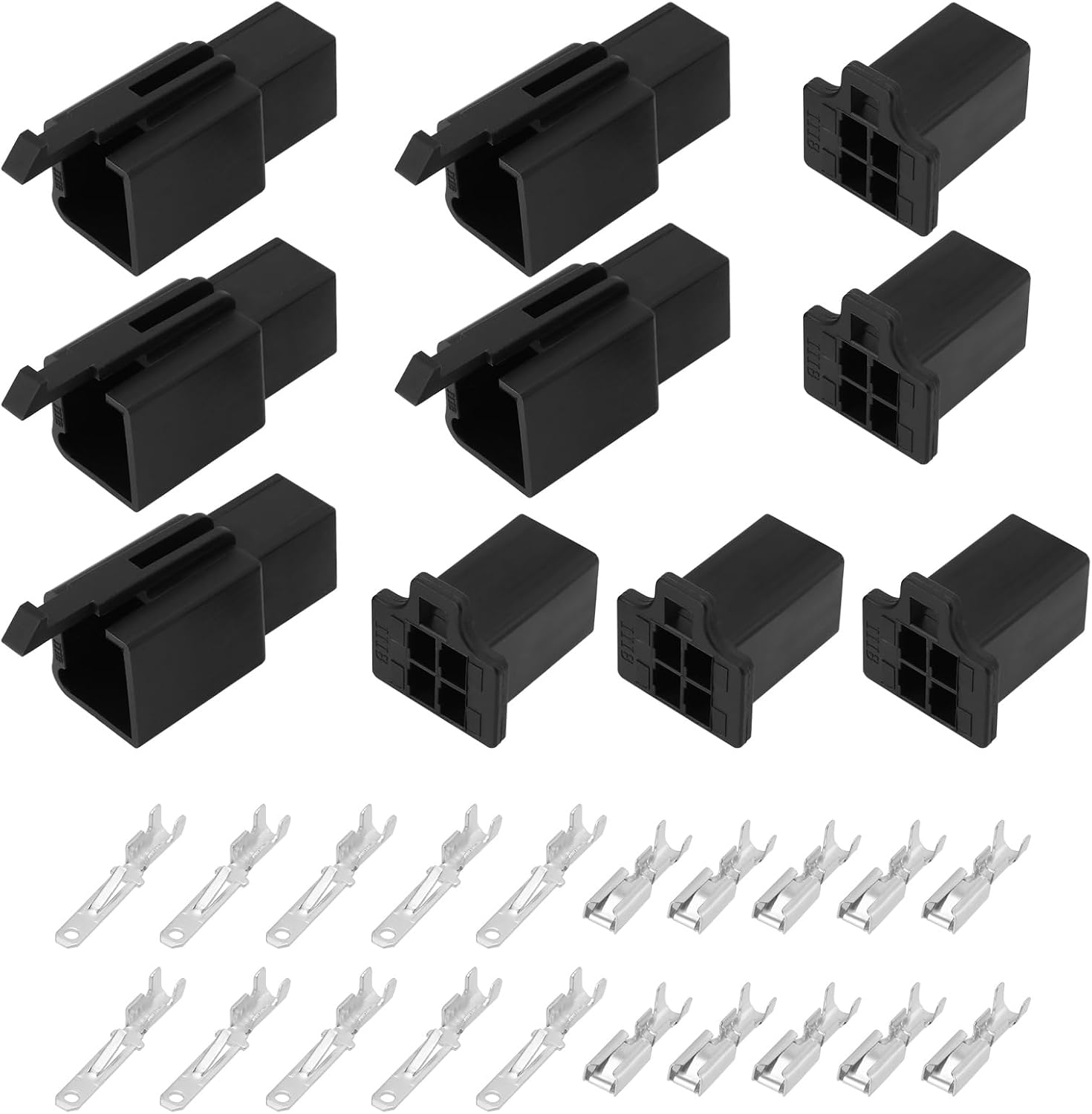 Emsea 5 Sets Car 4 Pin 2.8Mm Mini Electrical Wire Connector 110 Series 4 Way Plug Housing Header for Motorcycle Car Boat, Black image number 5