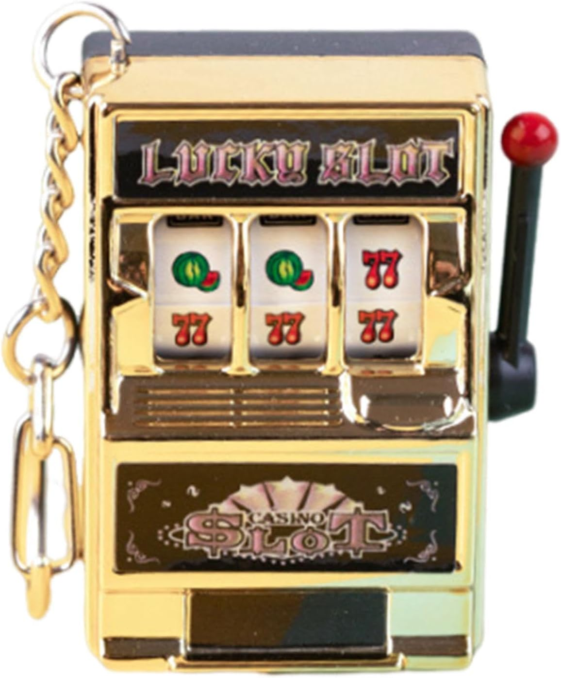 Mini Slot Machine Toy Mini Arcade Game Toy Birthday Keychain Fruit Machine Slot Pendant Party Decoration for Boys Girls Women , Golden image number 6